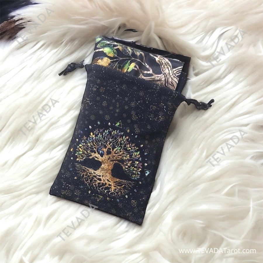 Enhance your tarot practice with our Tree of Life Tarot Bag & Altar Cloth. Crafted from the finest Dutch velvet, this black reading cloth features a stunning Tree of Life design that&