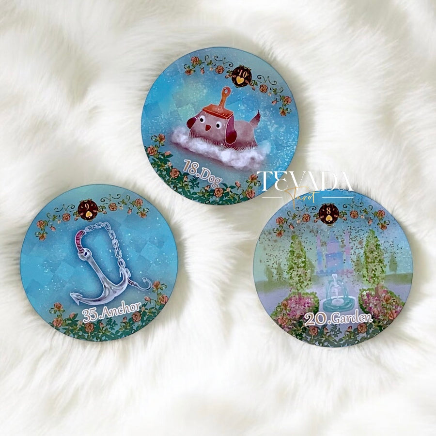 Alice’s Illusory Dream Lenormand MINI round pocket oracle cards for gentle daily reflection