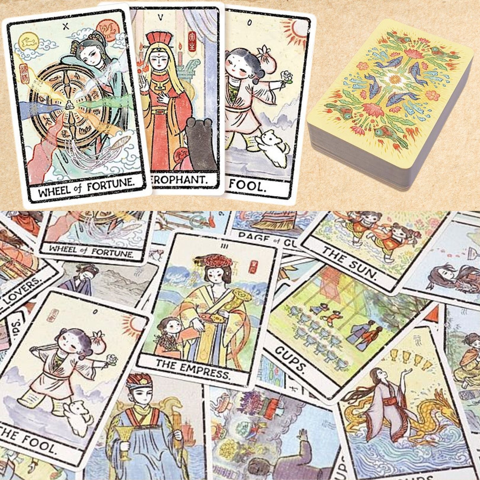 Discover the China Doll Tarot Standardâhand-drawn art, cultural symbolism, and intuitive guidance in one meaningful 78-card deck. Perfect for readers seeking clarity and emotional balance.