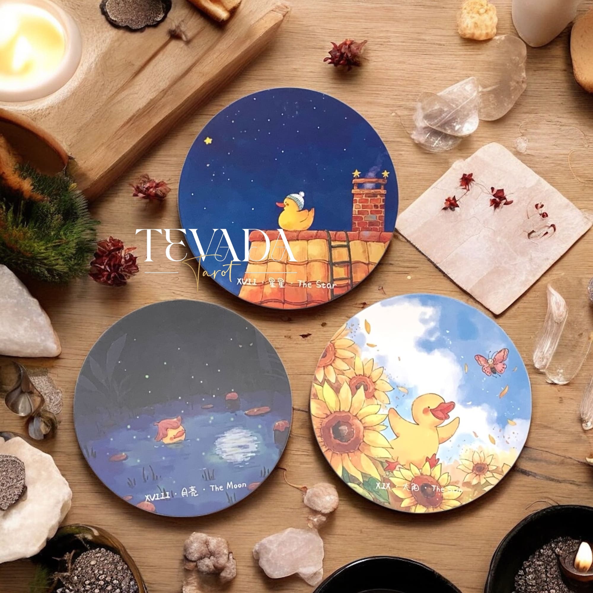 Discover the Cleo Duck Tarot, a 78-card deck of magical guidance and whimsical duck art. Perfect for intuitive readings, self-discovery, and joyful tarot practice.