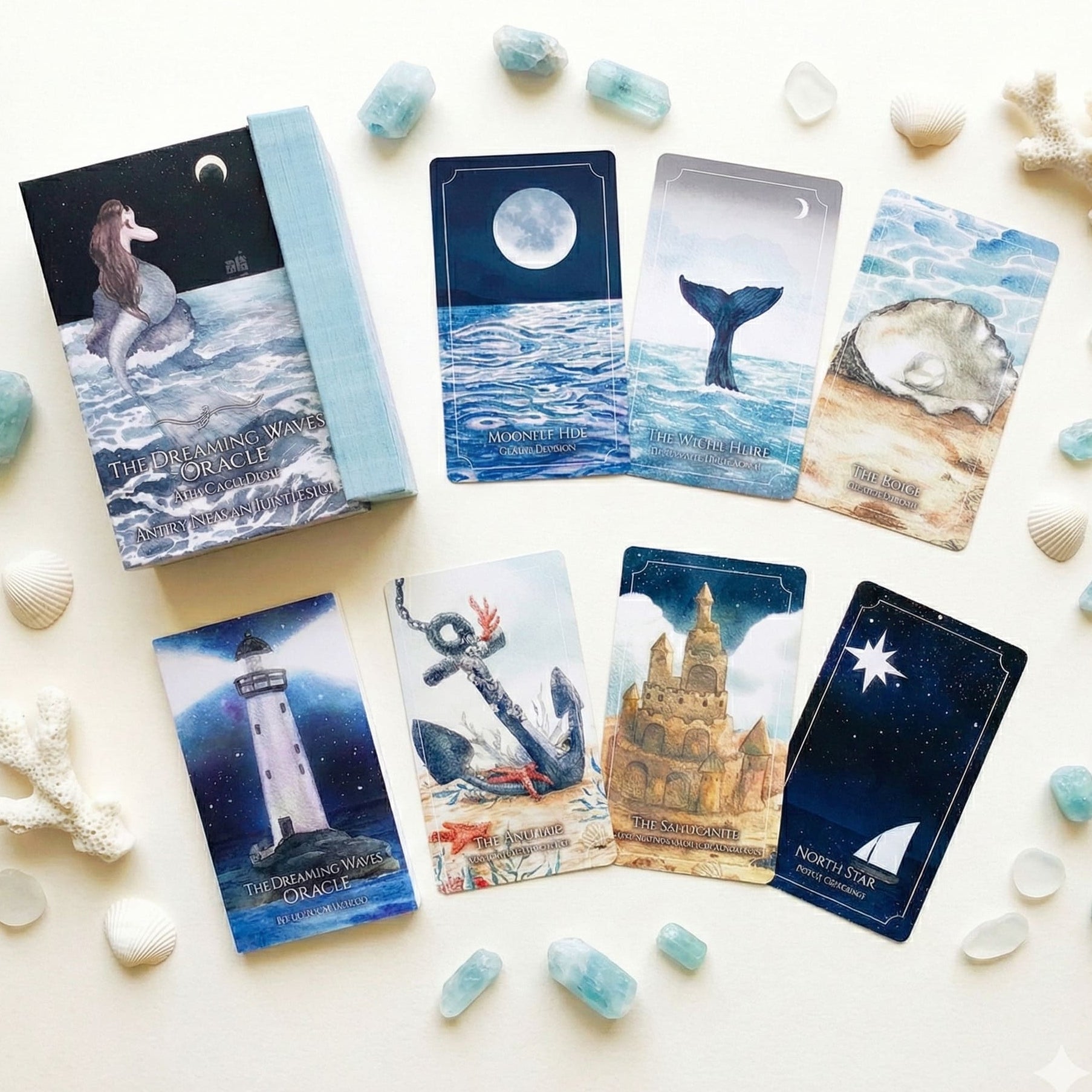 Explore serenity with the Dreaming Waves Oracle. Soft feather whispers and ocean waves inspire hope, strength, and grace in this beautiful 60-card deck perfect for self-reflection and growth.