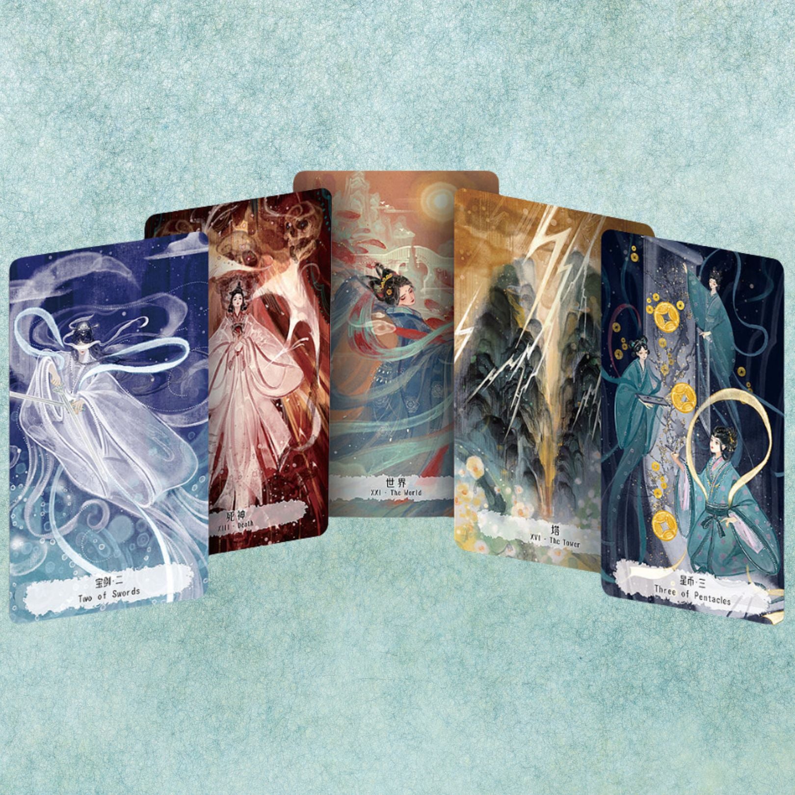 Explore intuitive guidance with the Fabled Cloudland Tarot Deck DELUXE, a 78-card Chinese mythology tarot featuring flowing art, celestial figures, and symbolic wisdom.