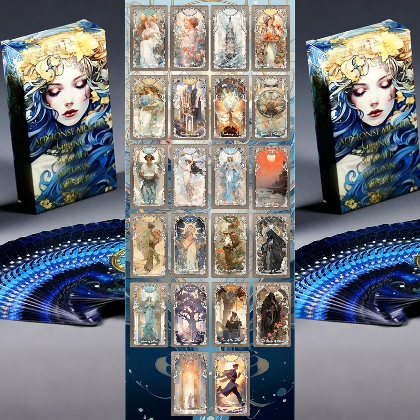 Discover the Four Seasons Garden Tarot, a 78-card divination deck blending seasonal imagery and intuitive symbolism for clarity, insight, and spiritual guidance.