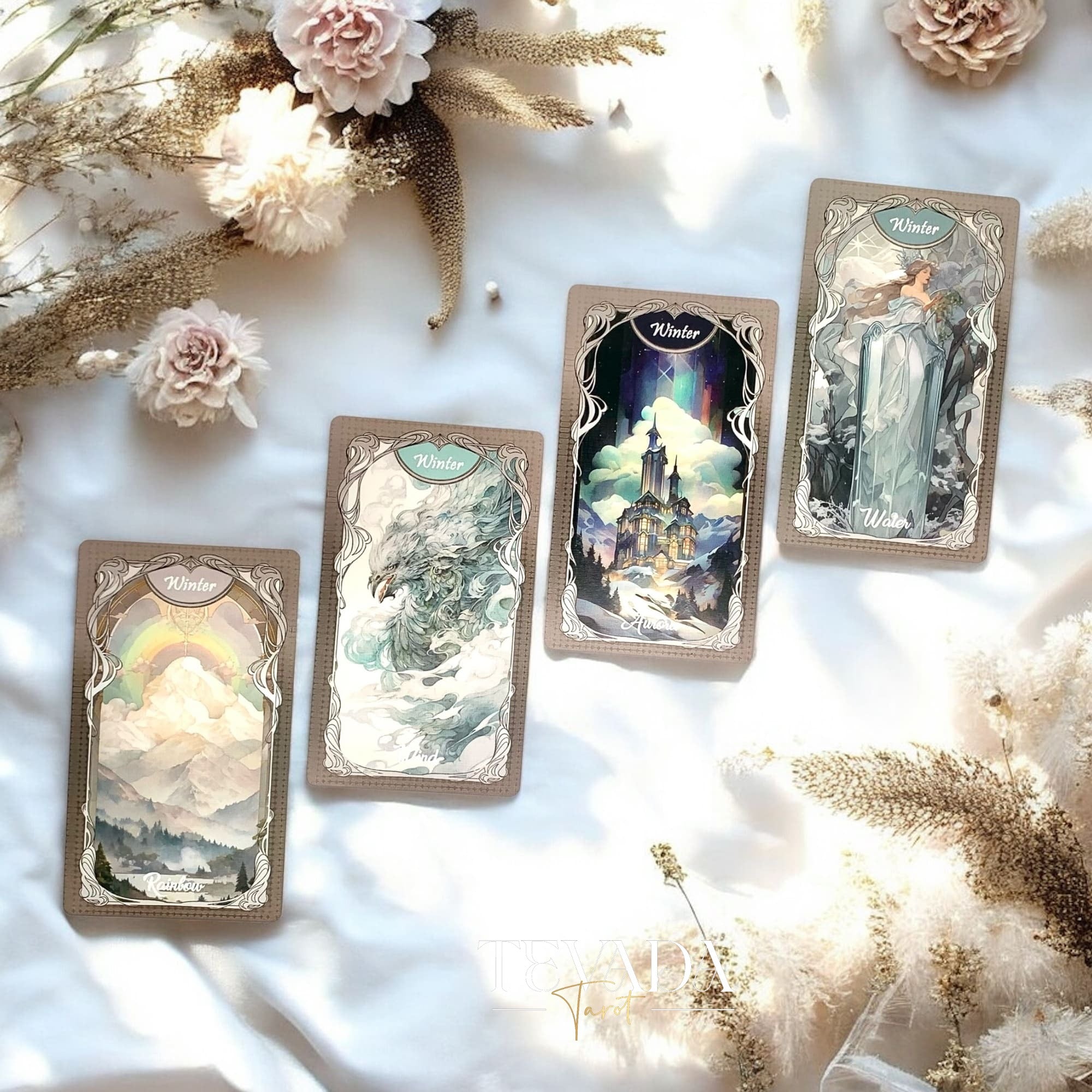 Discover the Four Seasons Garden Tarot, a 78-card divination deck blending seasonal imagery and intuitive symbolism for clarity, insight, and spiritual guidance.
