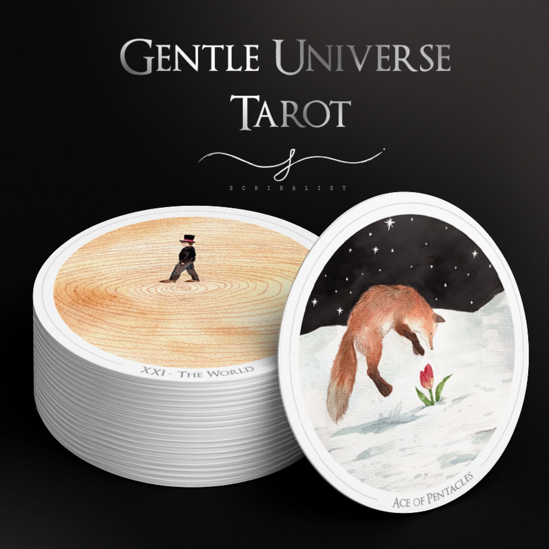 Discover the Gentle Universe Tarot — a 78-card circular deck in soft watercolor art, blending intuition, calm, and cosmic beauty for magical, heartfelt readings.
