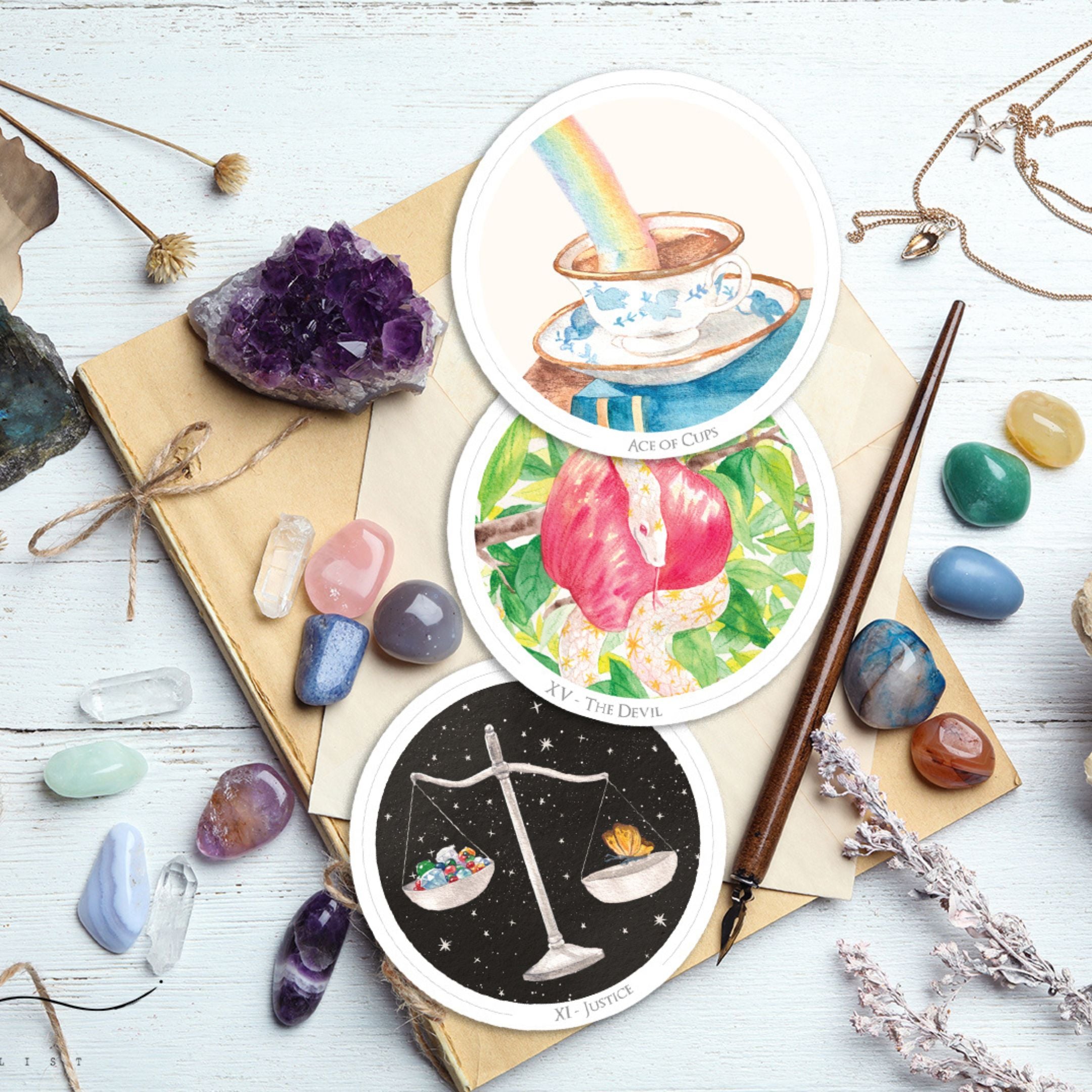 Discover the Gentle Universe Tarot — a 78-card circular deck in soft watercolor art, blending intuition, calm, and cosmic beauty for magical, heartfelt readings.