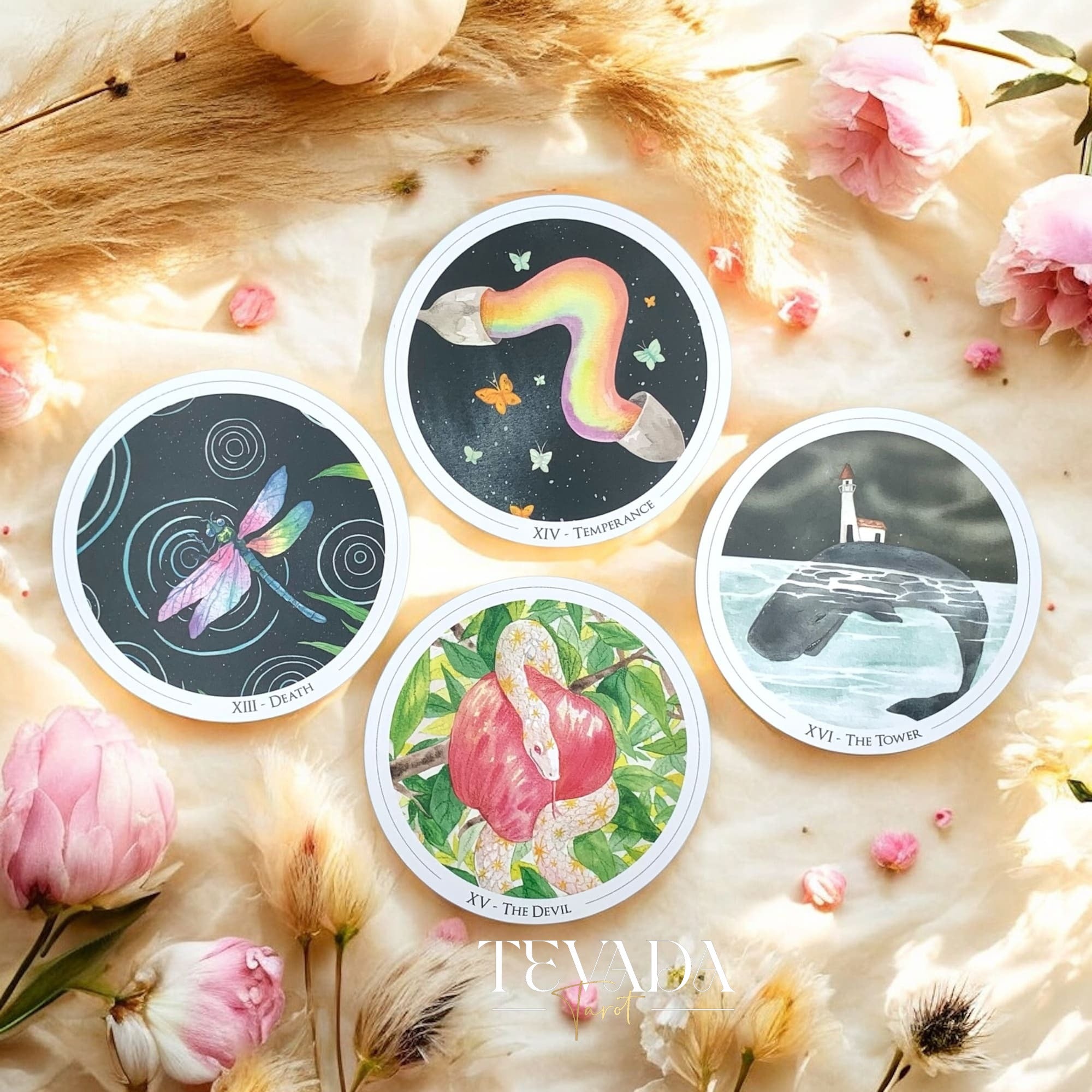 Discover the Gentle Universe Tarot â a 78-card circular deck in soft watercolor art, blending intuition, calm, and cosmic beauty for magical, heartfelt readings.