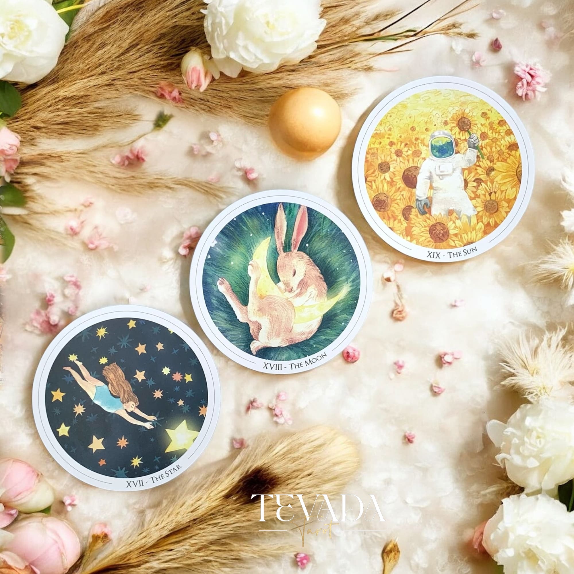 Discover the Gentle Universe Tarot â a 78-card circular deck in soft watercolor art, blending intuition, calm, and cosmic beauty for magical, heartfelt readings.