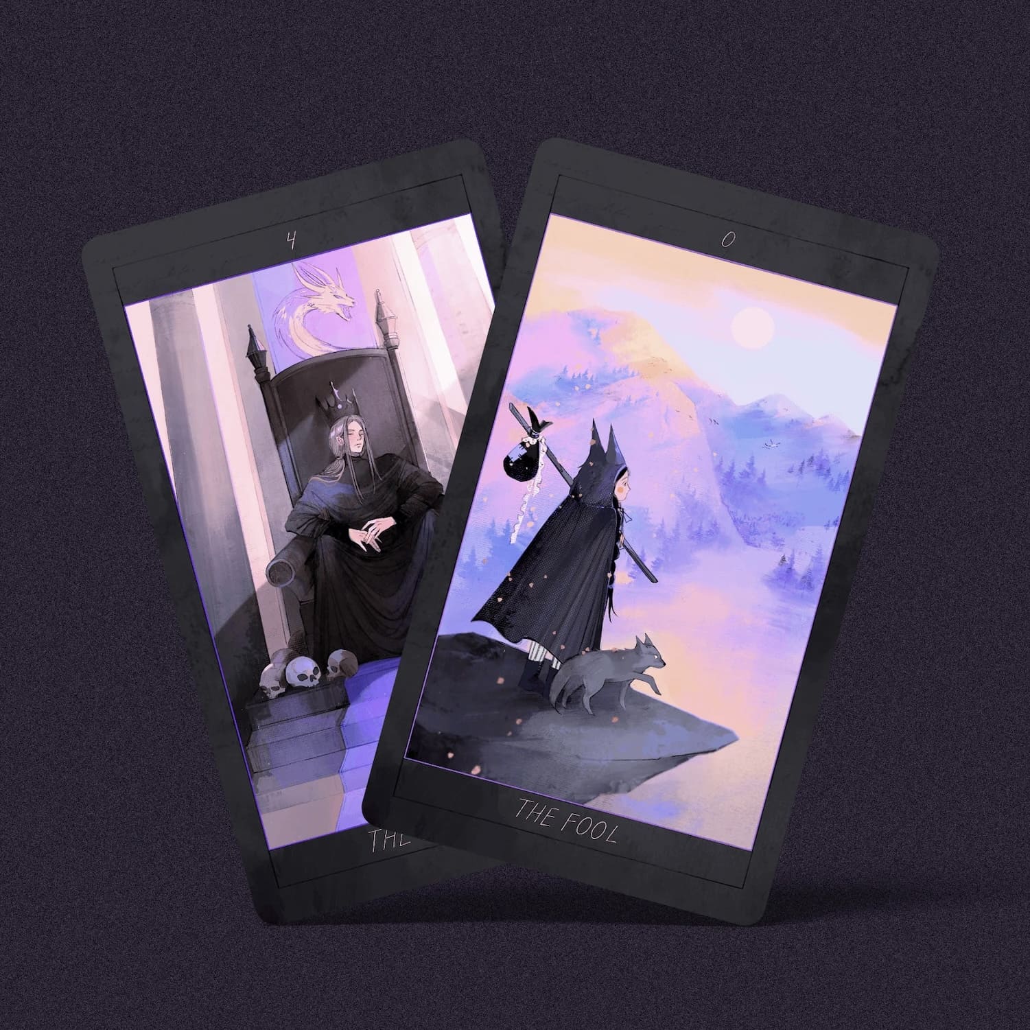 Honey and Lavender Tarot Deck featuring soft gothic Asian style art for shadow work and intuitive healing.