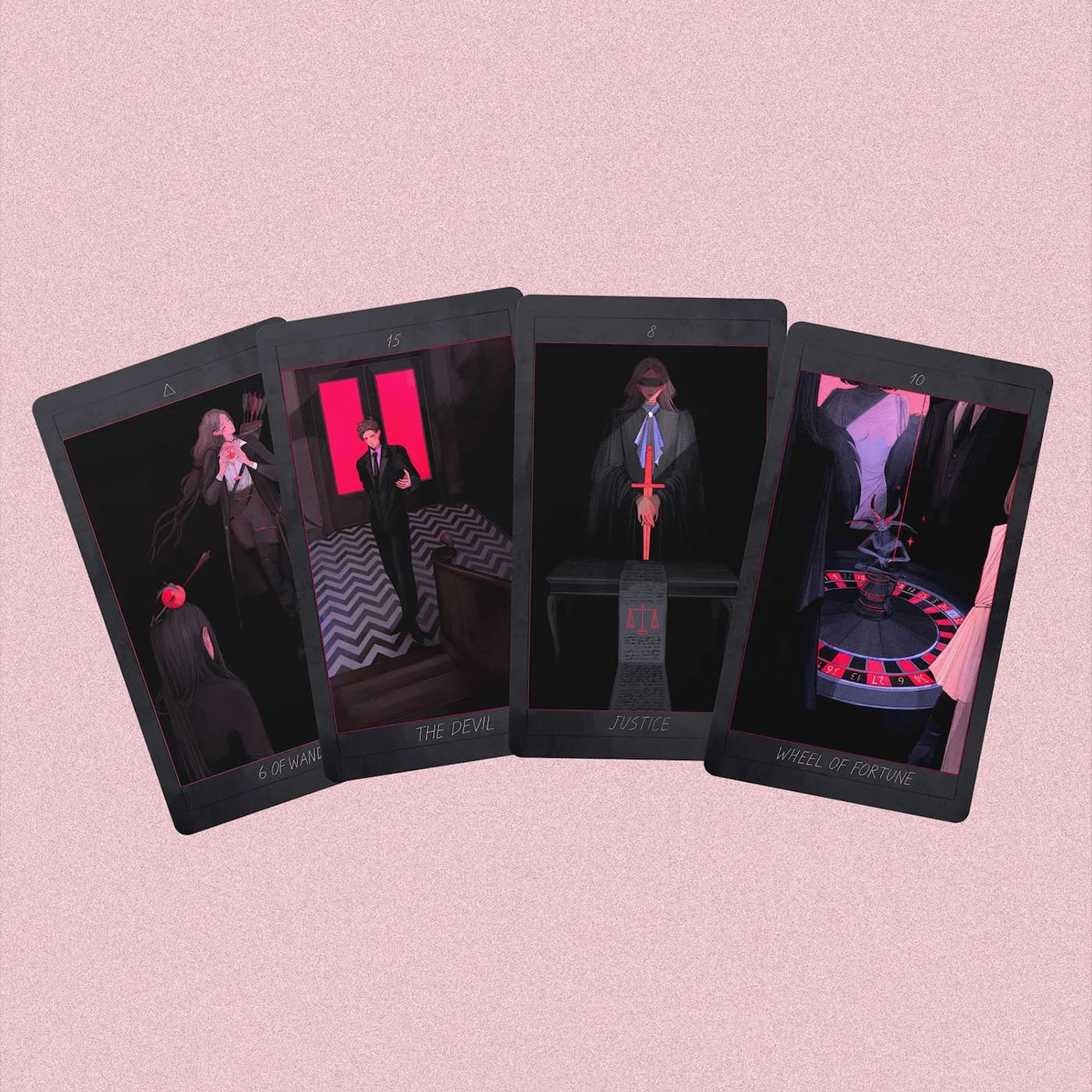 Honey and Lavender Tarot Deck featuring soft gothic Asian style art for shadow work and intuitive healing.