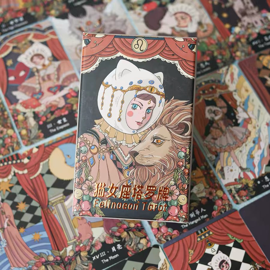 Felinaeon Tarot whimsical cat-woman vintage indie deck for inner child healing and daily tarot reading