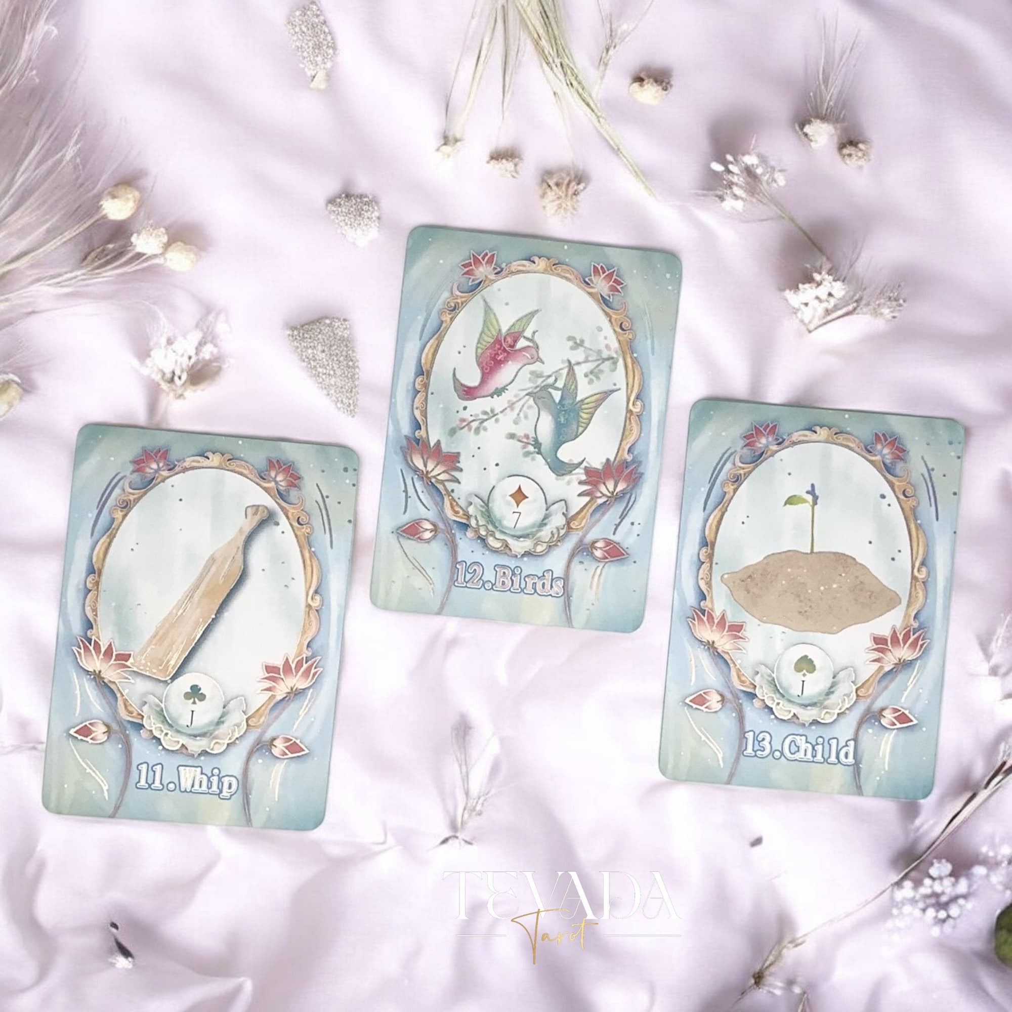 Discover the Lotus Path Lenormand Deck, a 40-card intuitive divination deck inspired by lotus symbolism. Gentle artwork and clear guidance support daily readings and insight.