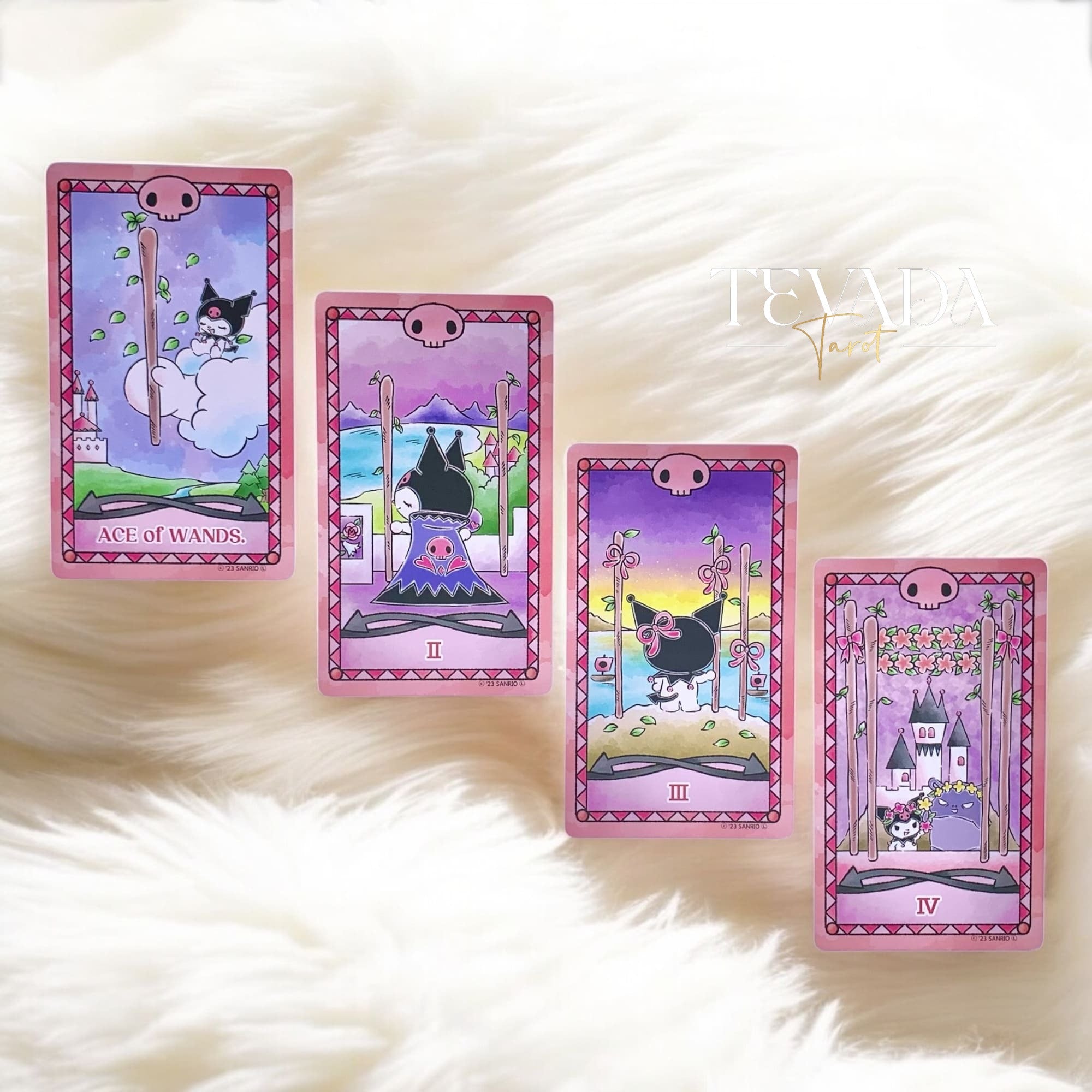 Luna’s Kuromi Tarot is a 78-card deck featuring original Sanrio artwork, blending playful charm and intuitive guidance—perfect for beginners and collectors.