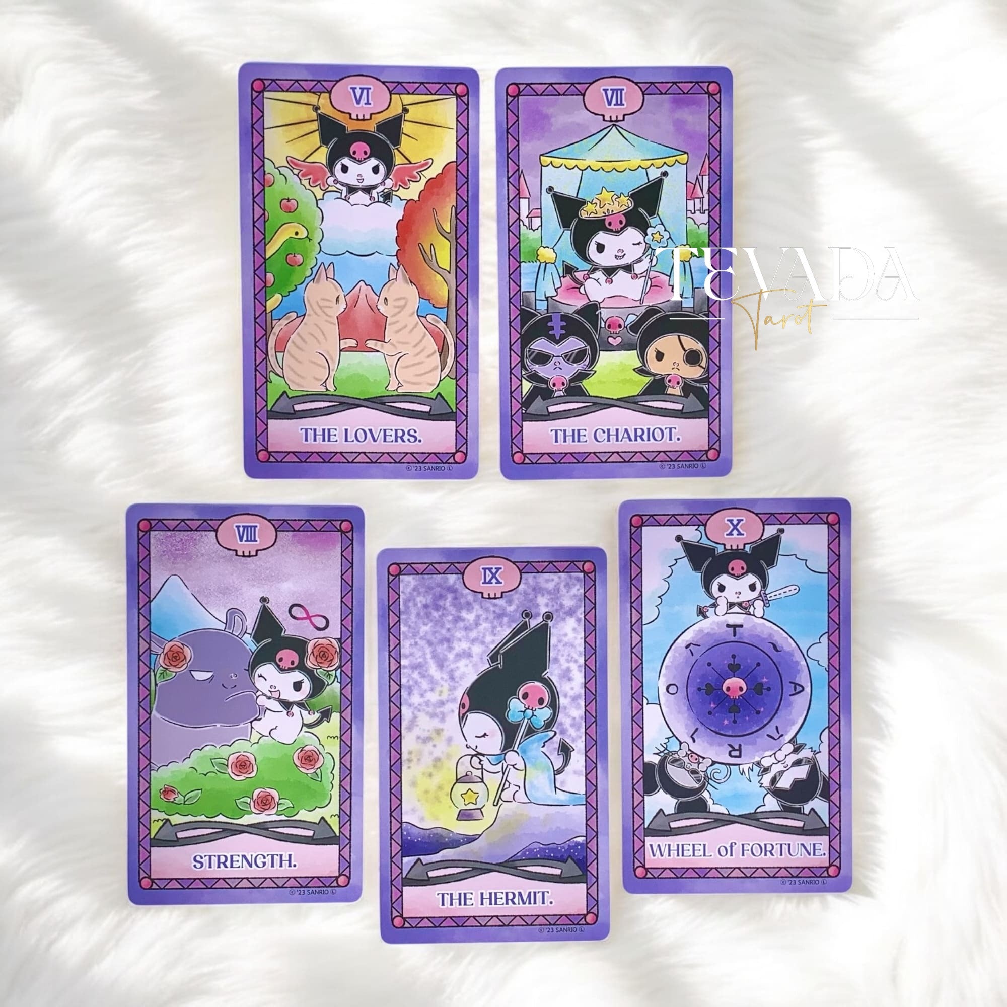 Luna’s Kuromi Tarot is a 78-card deck featuring original Sanrio artwork, blending playful charm and intuitive guidance—perfect for beginners and collectors.