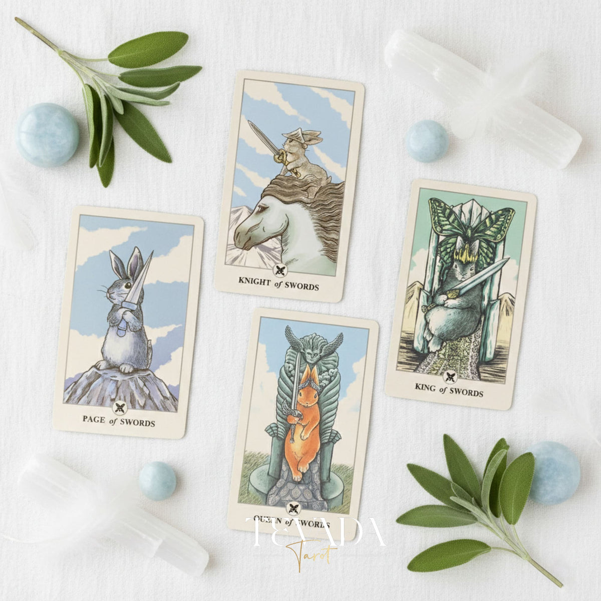 Lunalapin Rabbit Tarot caprichosas cartas de Tarot Indie de conejito de dibujos animados para la curación del niño interior y los rituales diarios.
