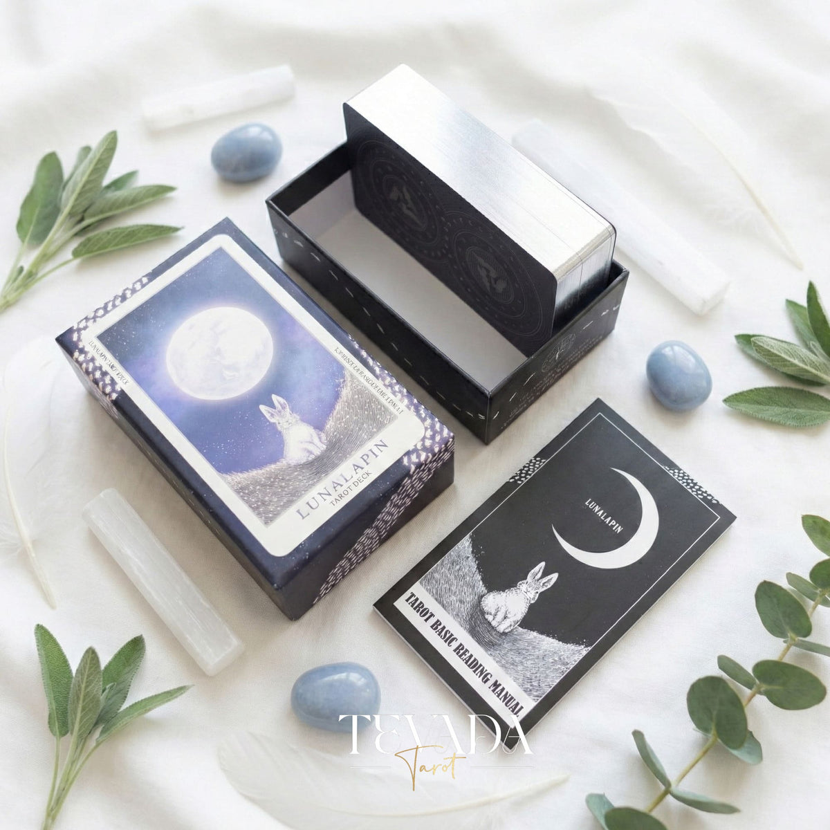 Lunalapin Rabbit Tarot caprichosas cartas de Tarot Indie de conejito de dibujos animados para la curación del niño interior y los rituales diarios.