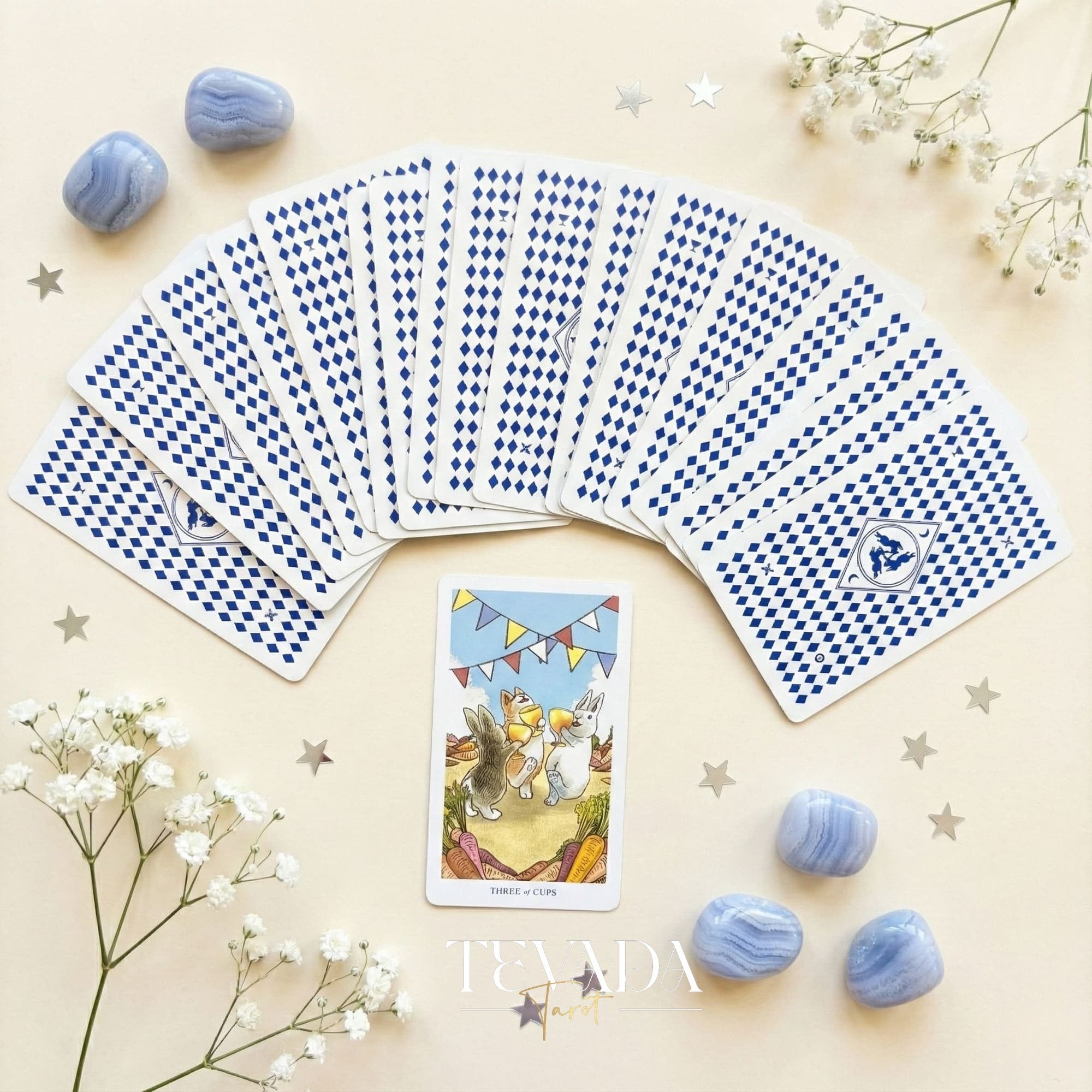 Lunalapin Tarot & Oracle Deck featuring cute bunny illustrations. A healing Tarot Deck for intuitive guidance and daily joy