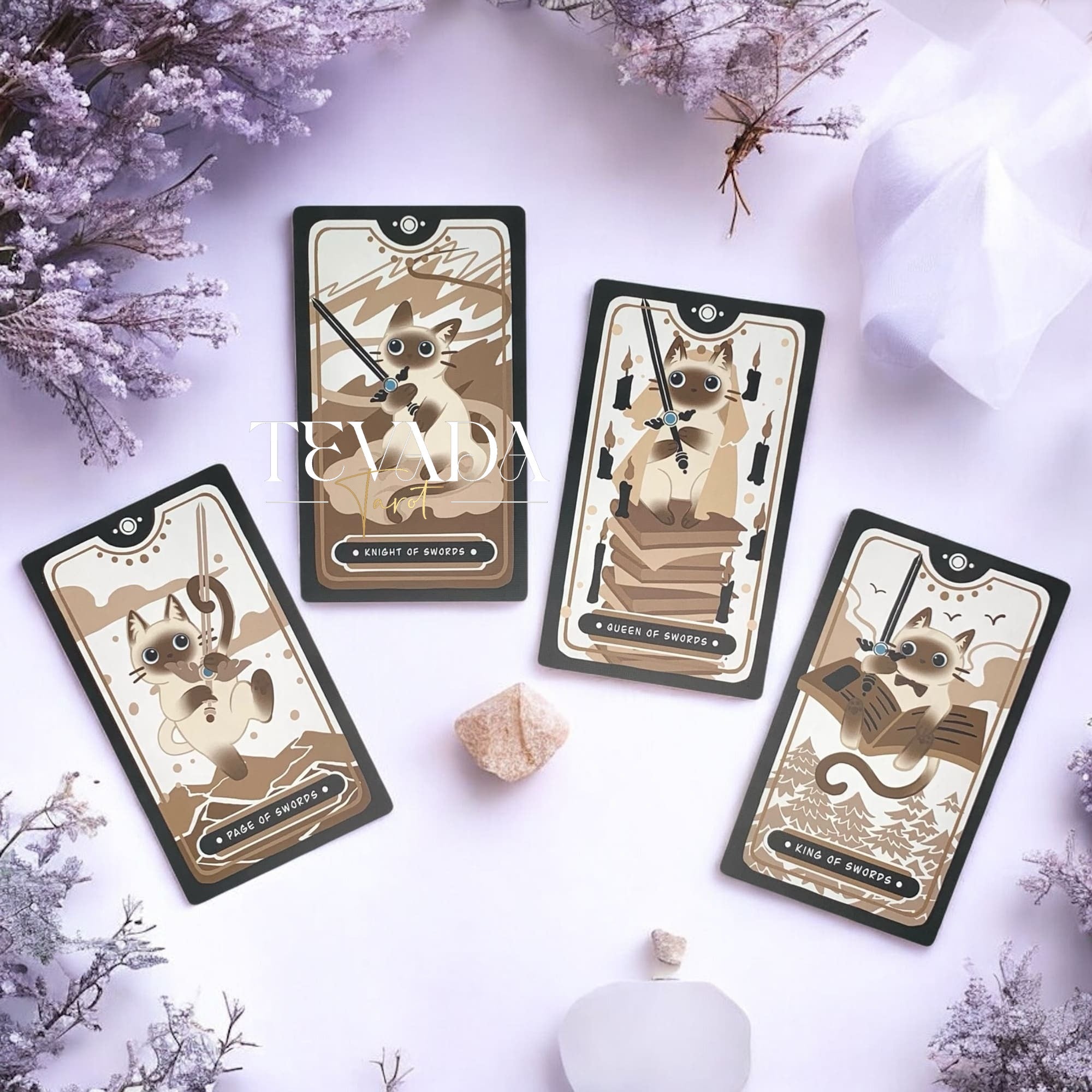 Discover the Mocha Siamese Cat Tarot DELUXE Edition – 78 magical, intuitive cards featuring charming Siamese cats for divination, guidance, and personal growth.