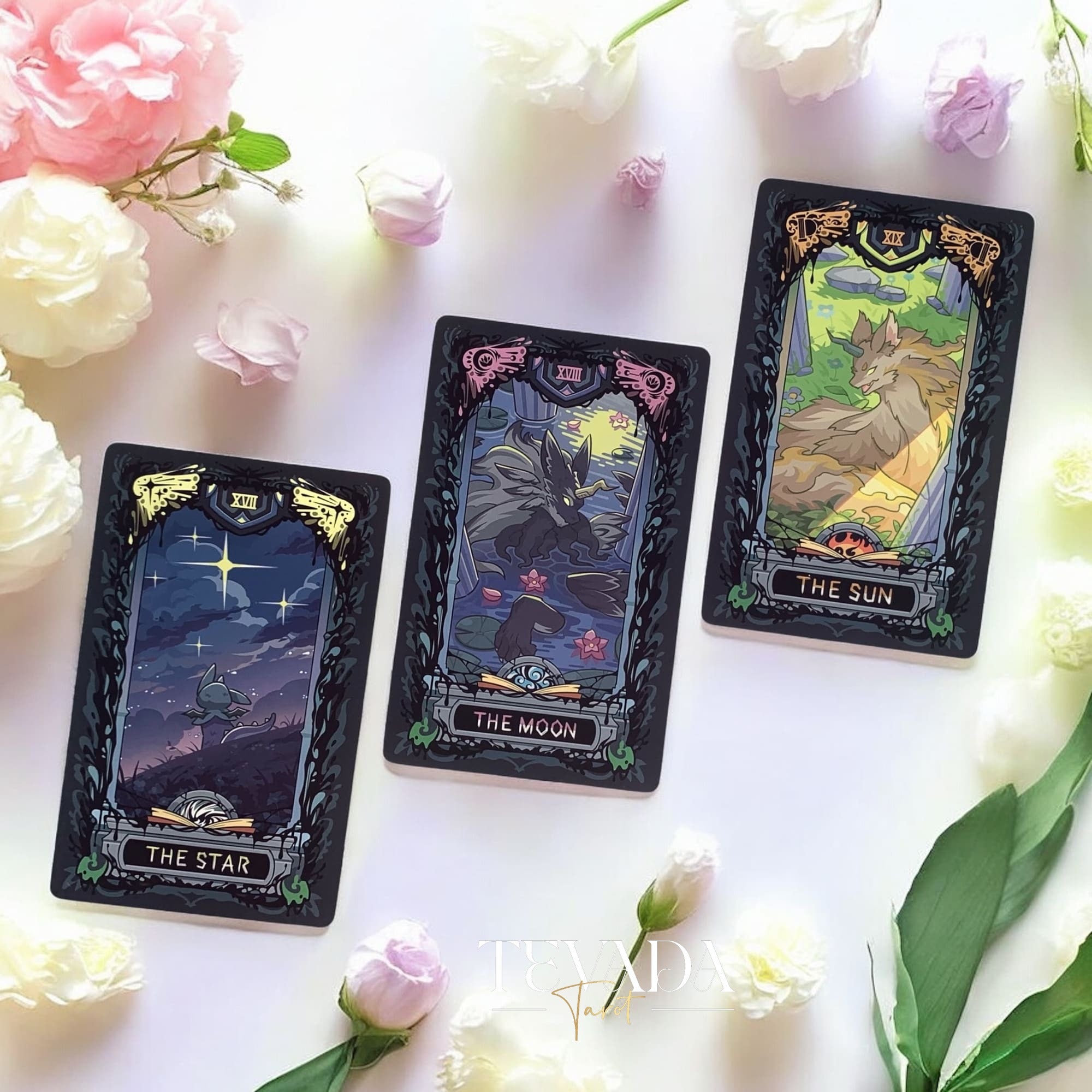 Discover the Molo No.7 Tarot Deck DELUXE Edition—78 cartoon-style cards featuring wolves and dragons, housed in a wooden box. A magical tool for divination, clarity, and intuitive readings.