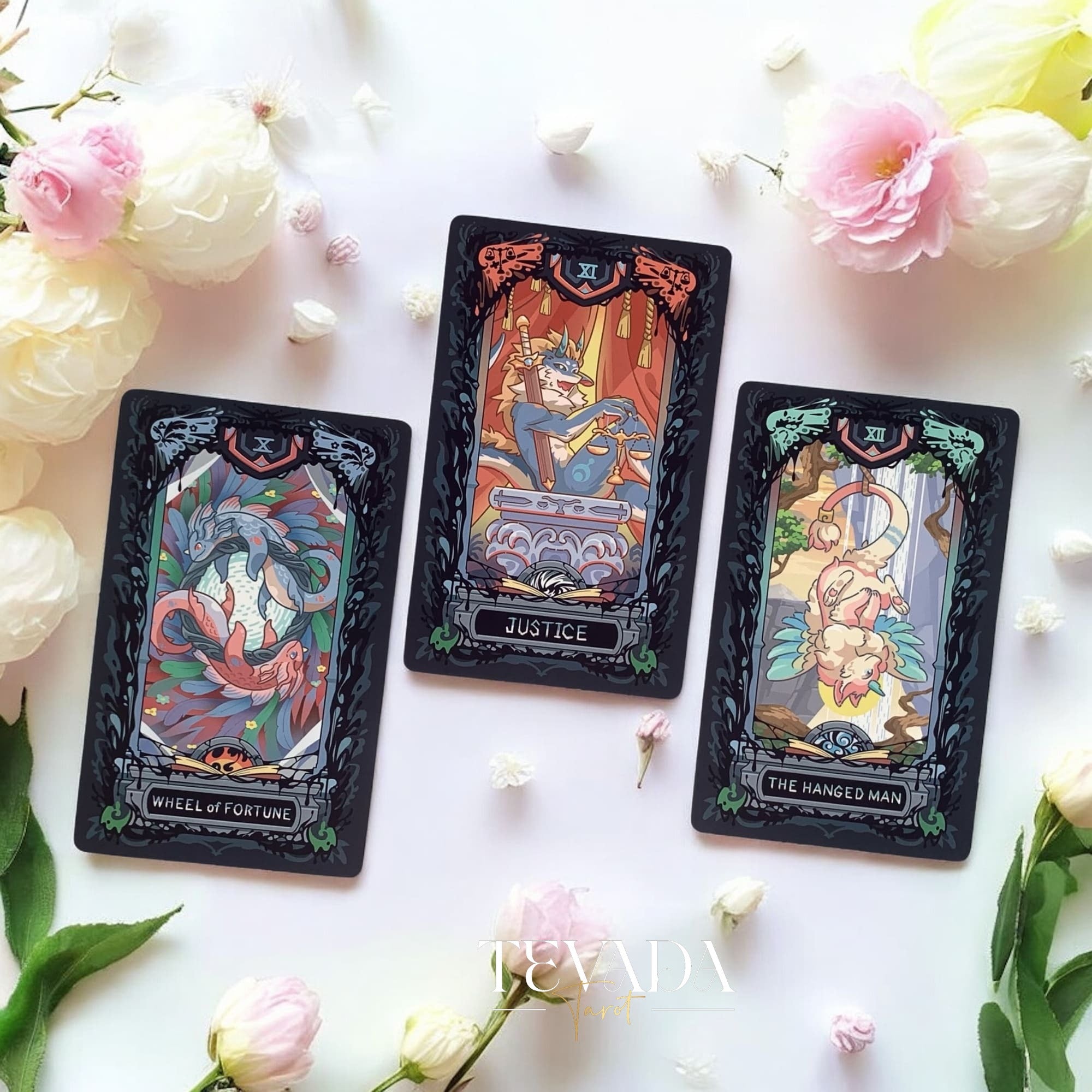 Discover the Molo No.7 Tarot Deck DELUXE Edition—78 cartoon-style cards featuring wolves and dragons, housed in a wooden box. A magical tool for divination, clarity, and intuitive readings.