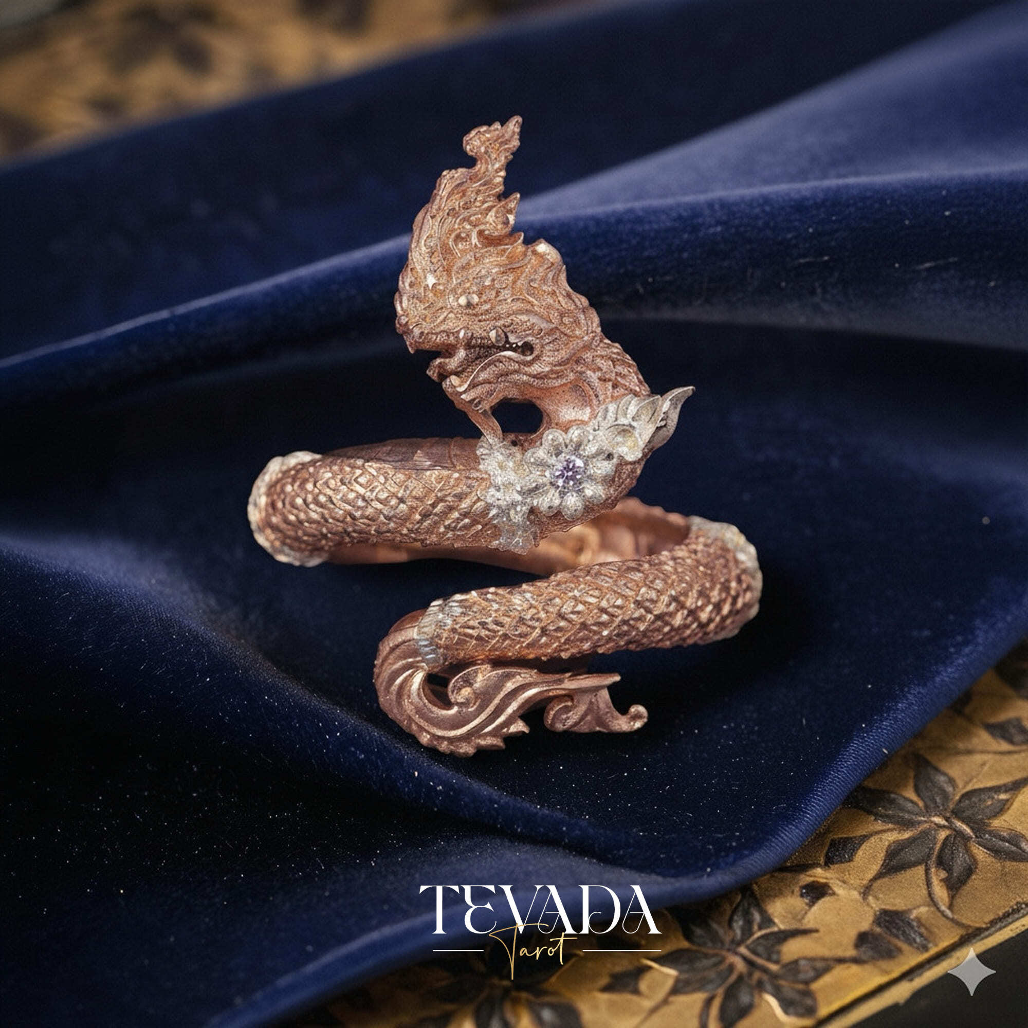 Discover the Naga Devine Dragon Charm Ring, a blend of Thai spirituality and elegance. Imbued with good luck and fortune, this 24K gold-plated amulet is a symbol of protection and prosperity. Embrace mystical charm!