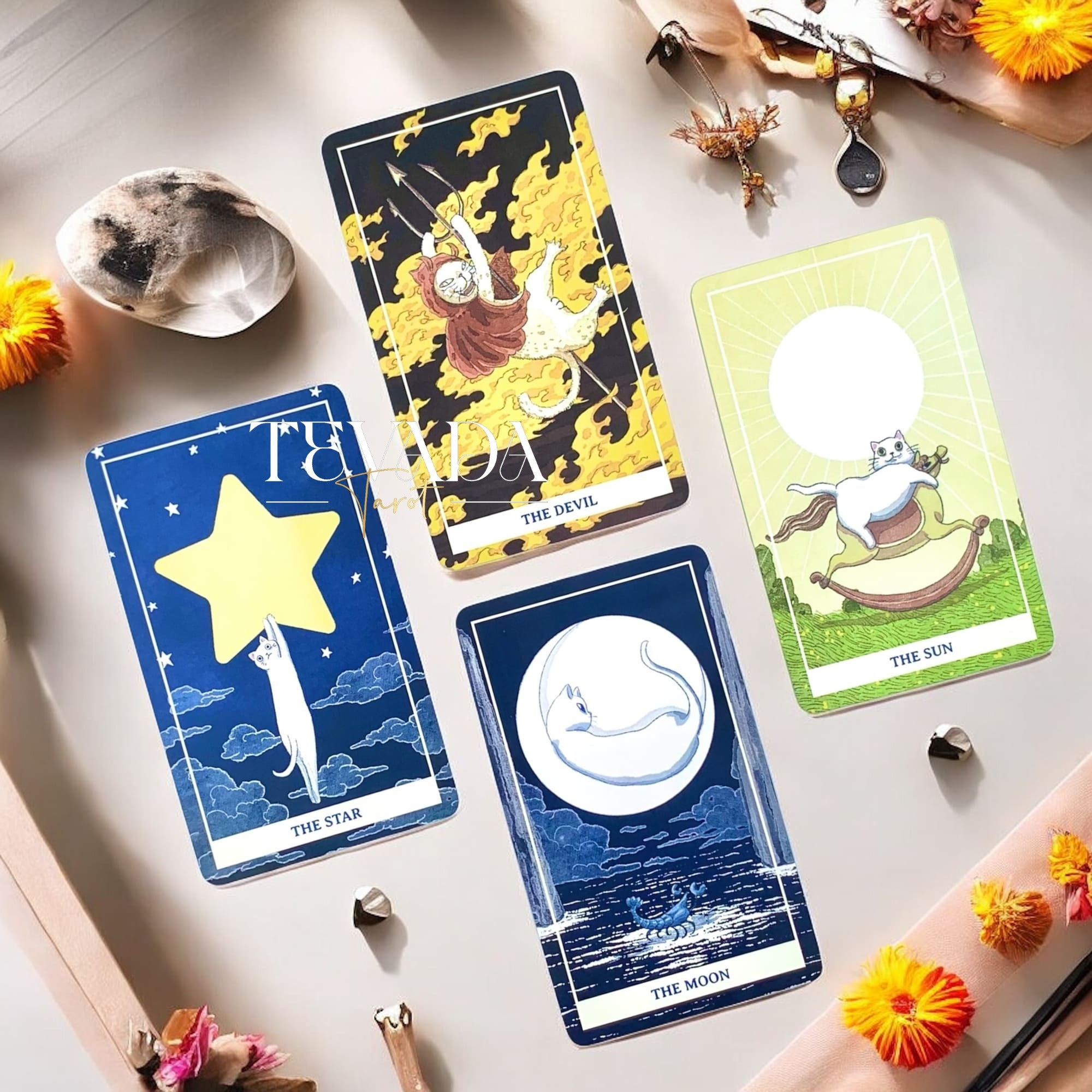 Discover the Nimn White Cat Tarot, a 78-card deck of soft, gentle artistry that brings intuitive guidance, magical clarity, and a soothing touch to every tarot reading.
