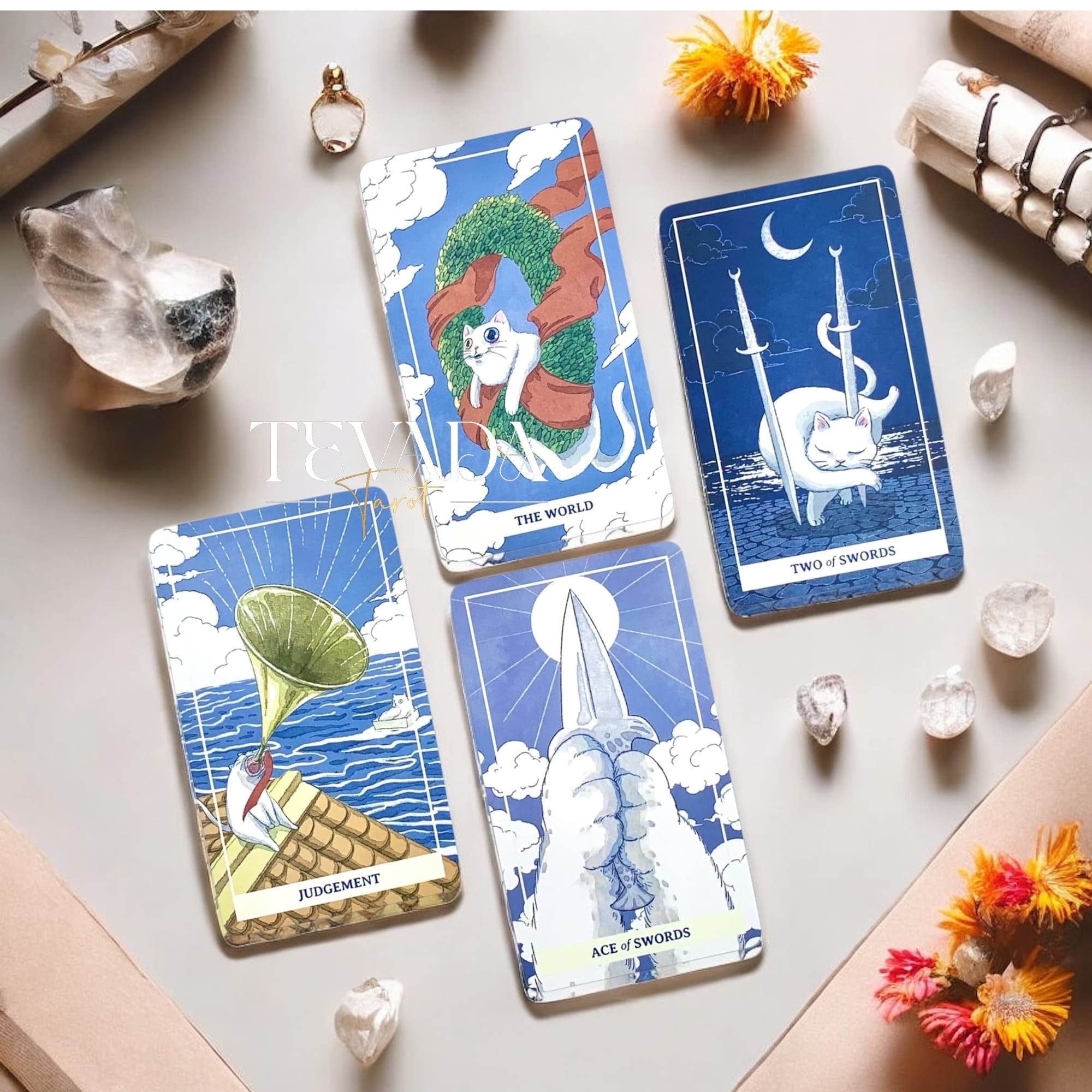 Discover the Nimn White Cat Tarot, a 78-card deck of soft, gentle artistry that brings intuitive guidance, magical clarity, and a soothing touch to every tarot reading.