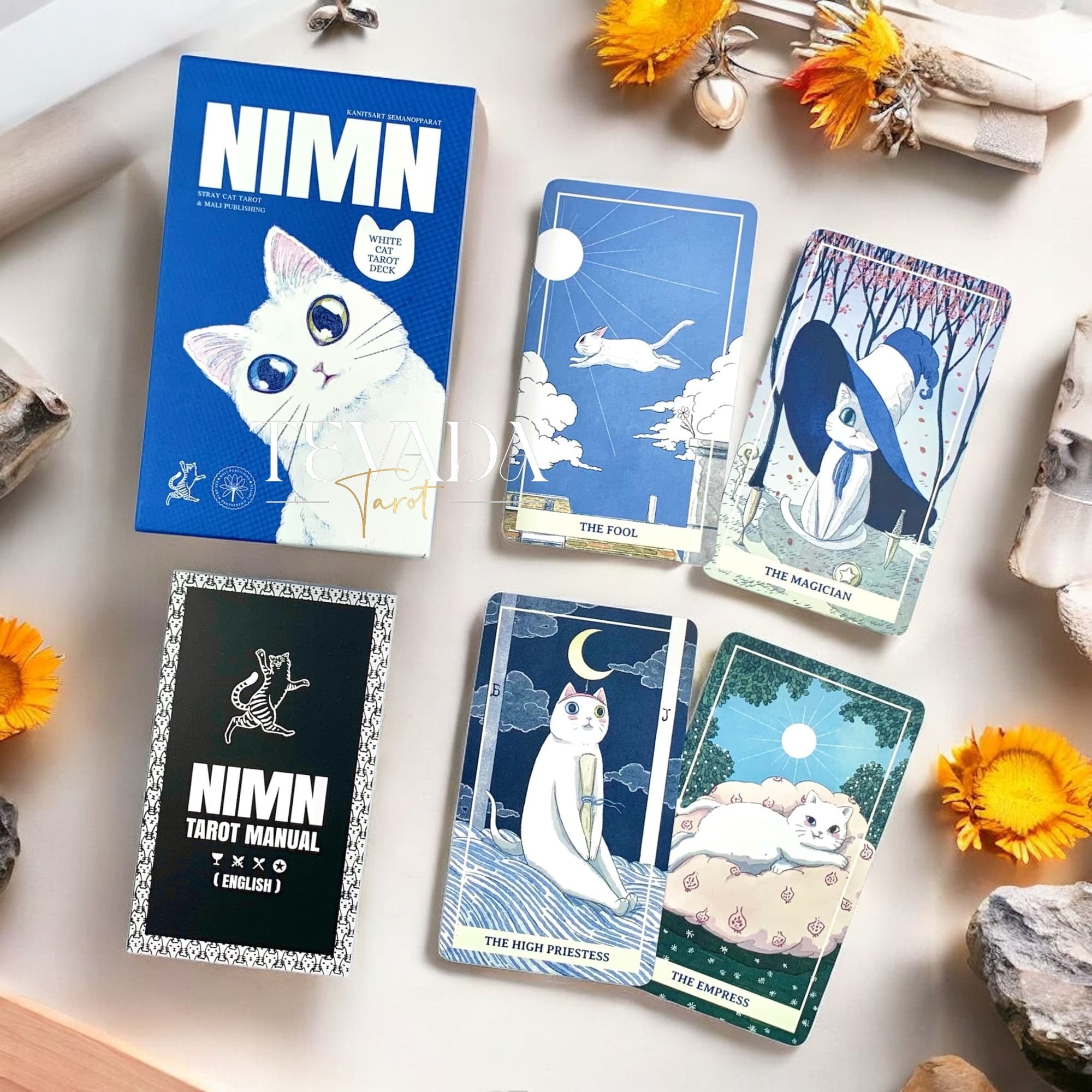 Discover the Nimn White Cat Tarot, a 78-card deck of soft, gentle artistry that brings intuitive guidance, magical clarity, and a soothing touch to every tarot reading.