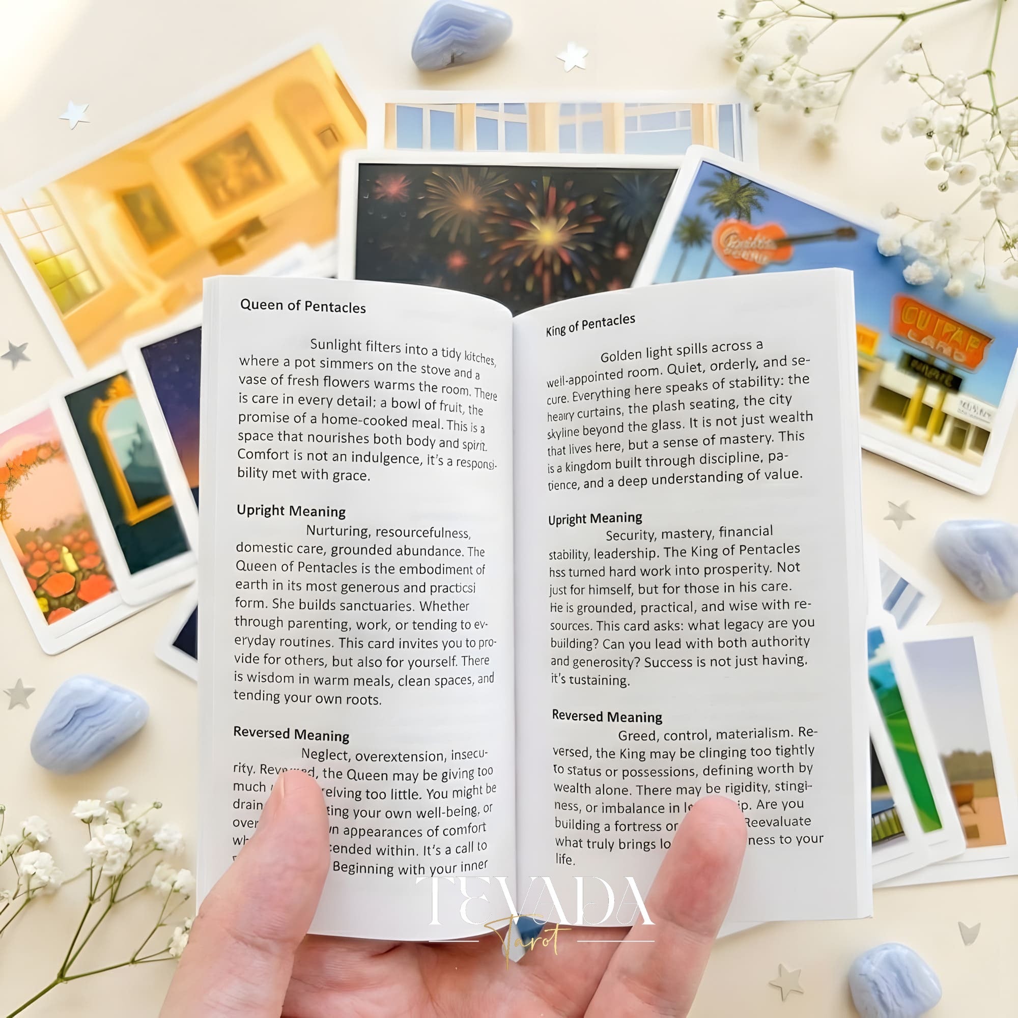 Picturesque Tarot Deck with horizontal healing landscape illustrations for intuitive divination.