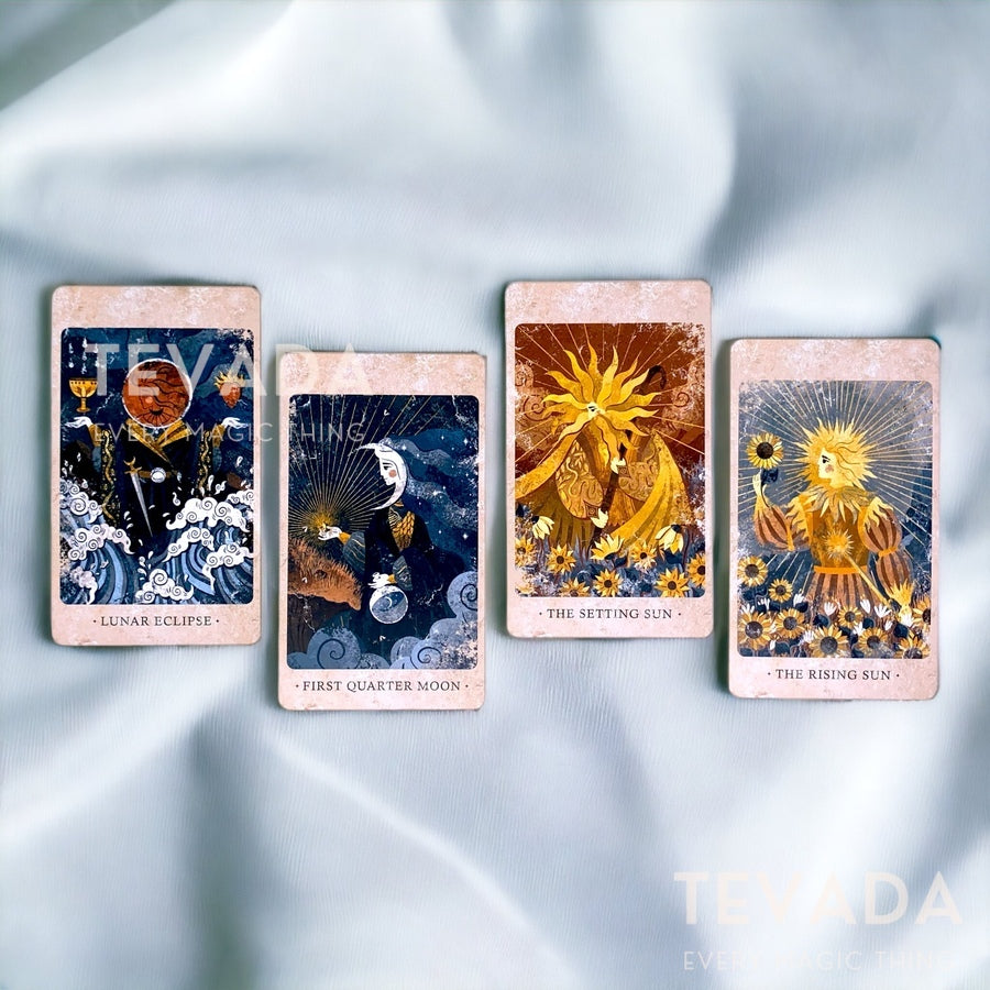 Explore the mystical 'Solar Kingdom Tarot'—a 78+8 card deck by Tatiana for vivid, intuitive readings. Unlock a world of magic and moon phases.