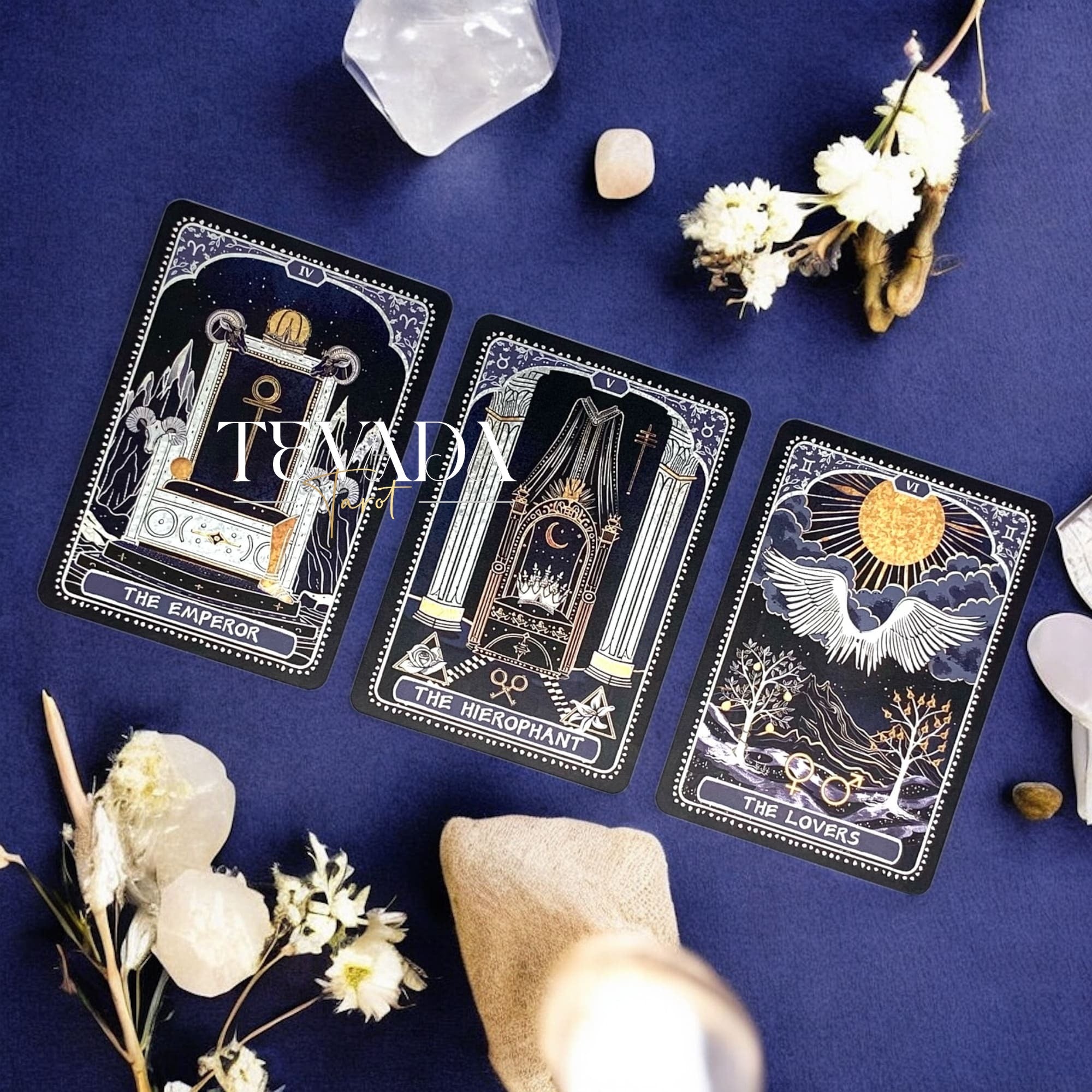 Discover Symbolica Tarot, a 78-card deck of timeless symbols with gold and silver accents. Unlock intuitive readings, clarity, and spiritual growth in every shuffle.