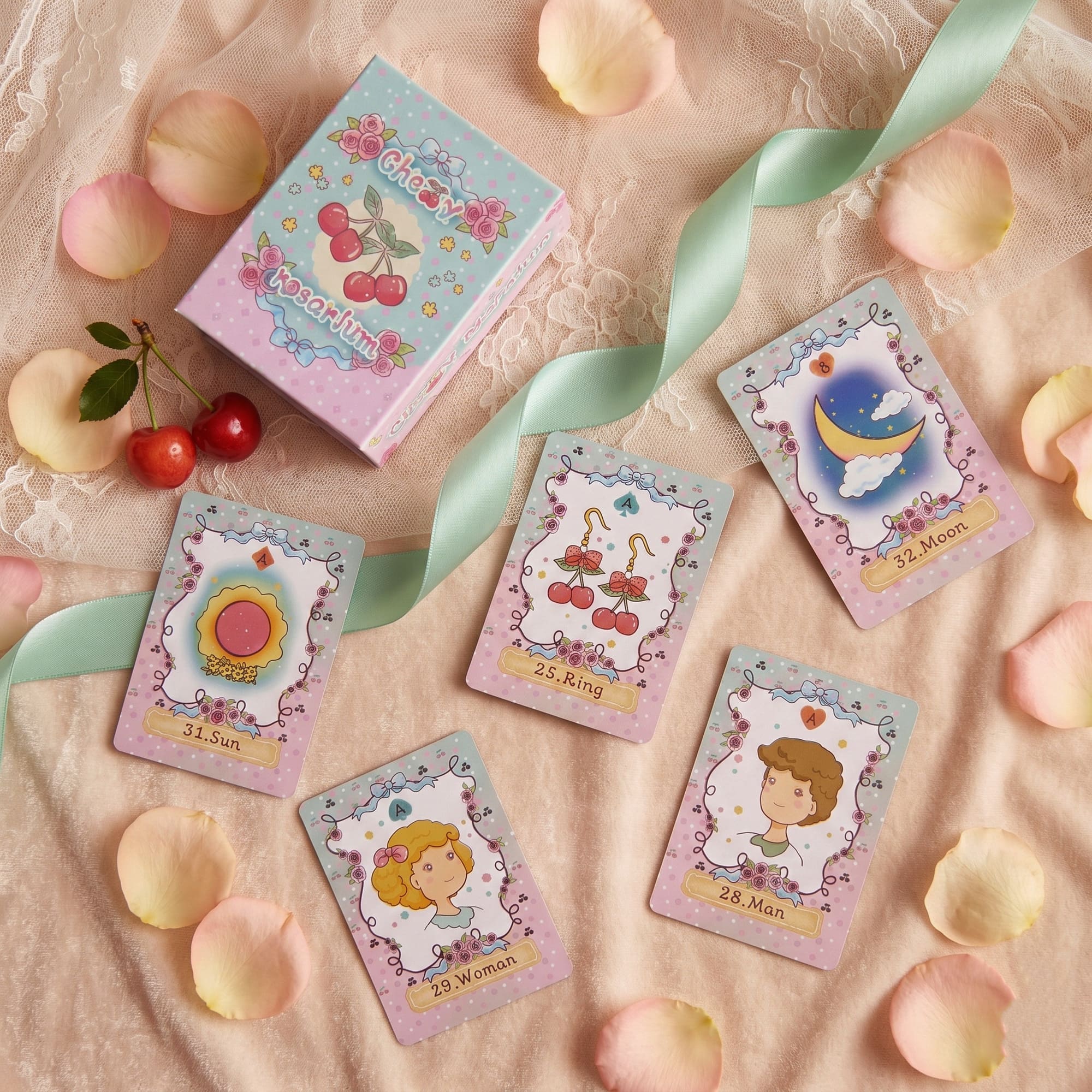 Cherry Rosarium Lenormand Deck pastel floral oracle cards for gentle daily clarity