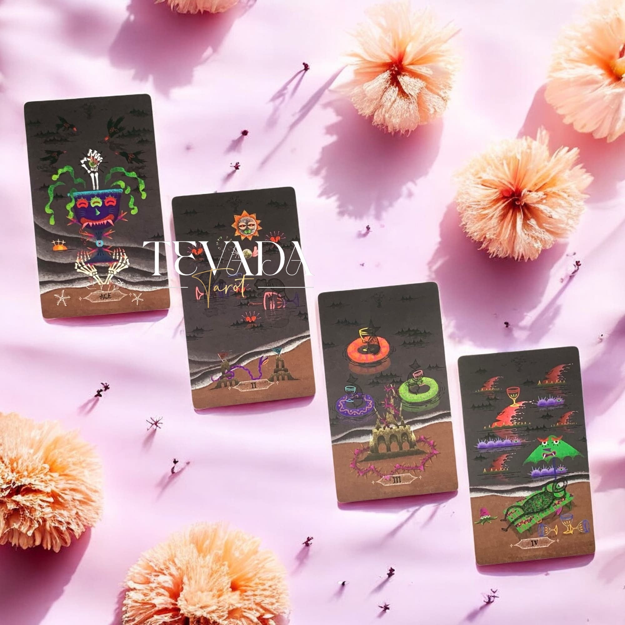 Step into The Bizarre Tarot BLACK Editionâ78 cards of magical monsters and wizards guiding your intuition, offering divination, clarity, and mystical insight in a world both playful and mysterious.