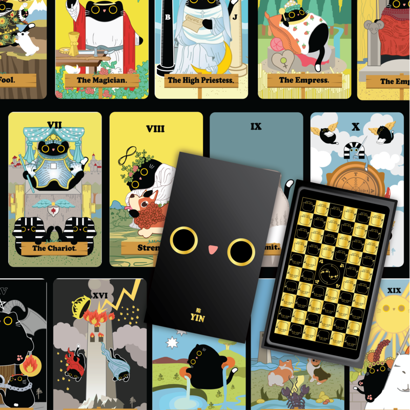 This ain't your scratching post!  Yin Universe Tarot's 89 black cat cards hiss with secrets & purr with wisdom. Inspired by Yin-Yang, it's both tarot & oracle fun for newbies & pawsome readers alike. Get your human on the right path!