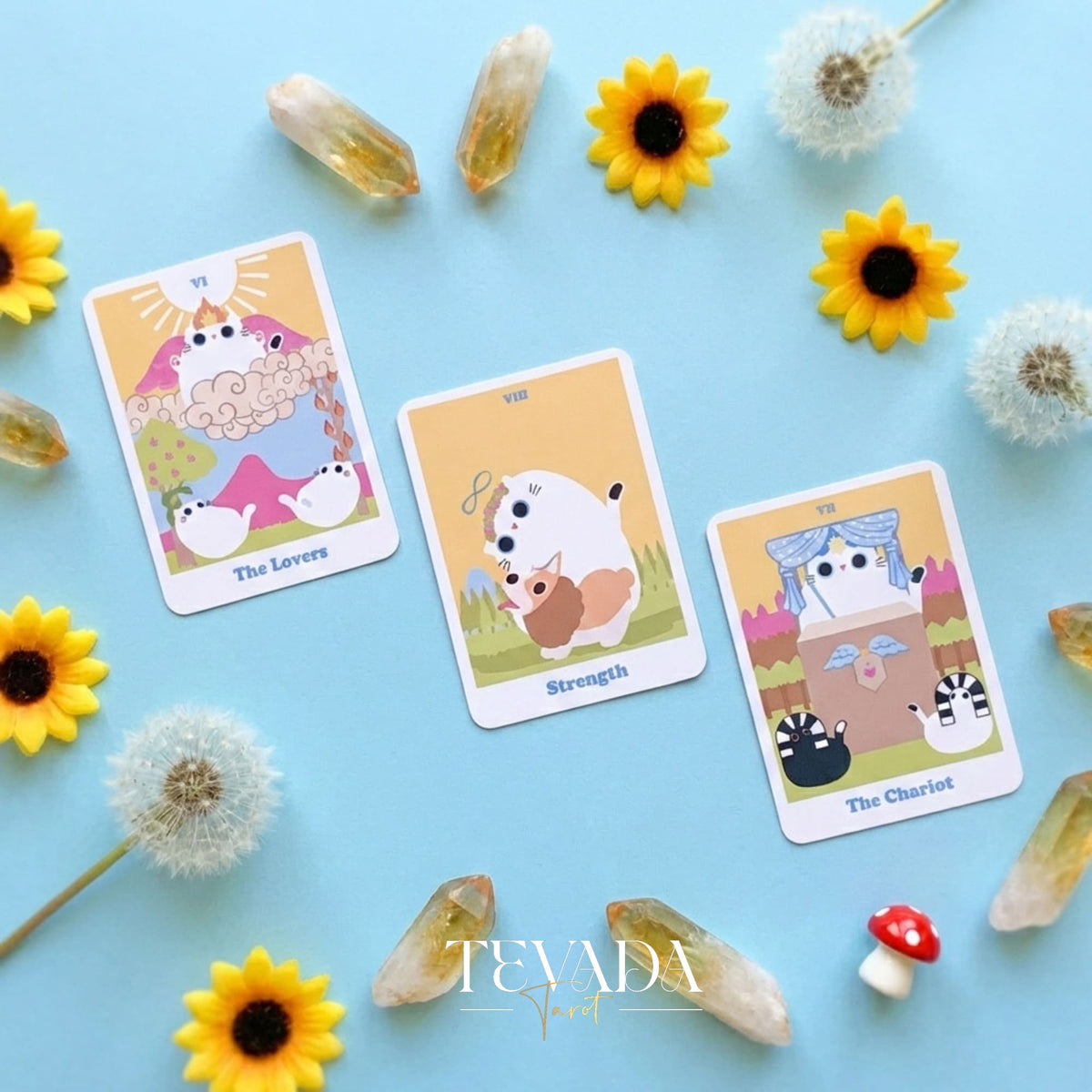 Yinyang le chat Tarot Origin Boxset dessin animé fantaisiste Cartes de Tarot Indie pour l&