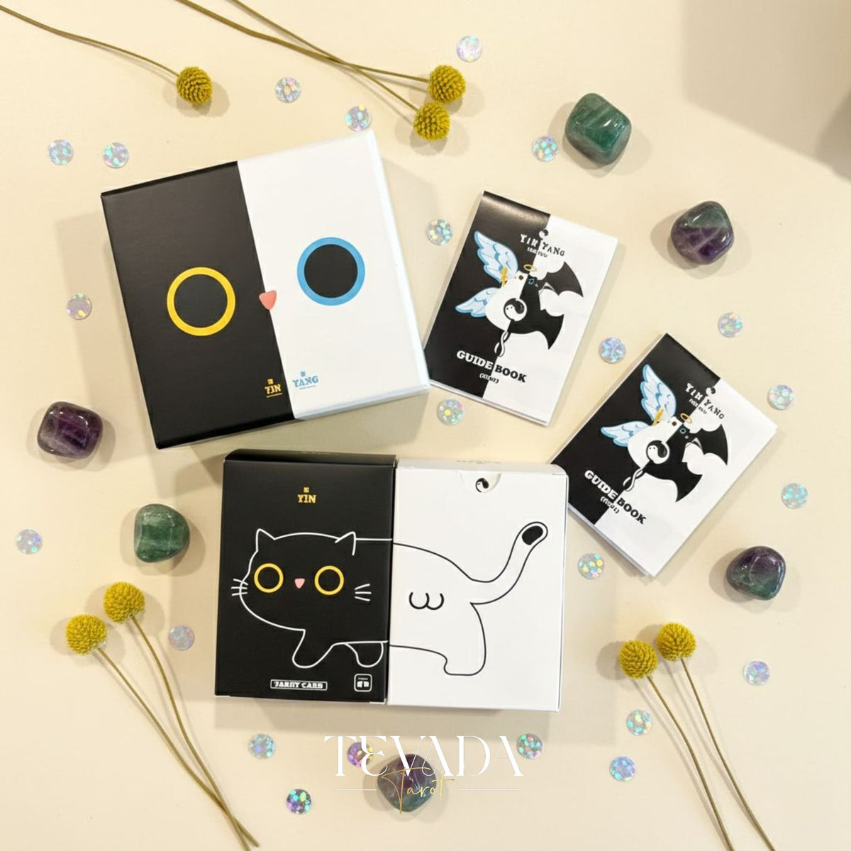Yinyang le chat Tarot Origin Boxset dessin animé fantaisiste Cartes de Tarot Indie pour l&