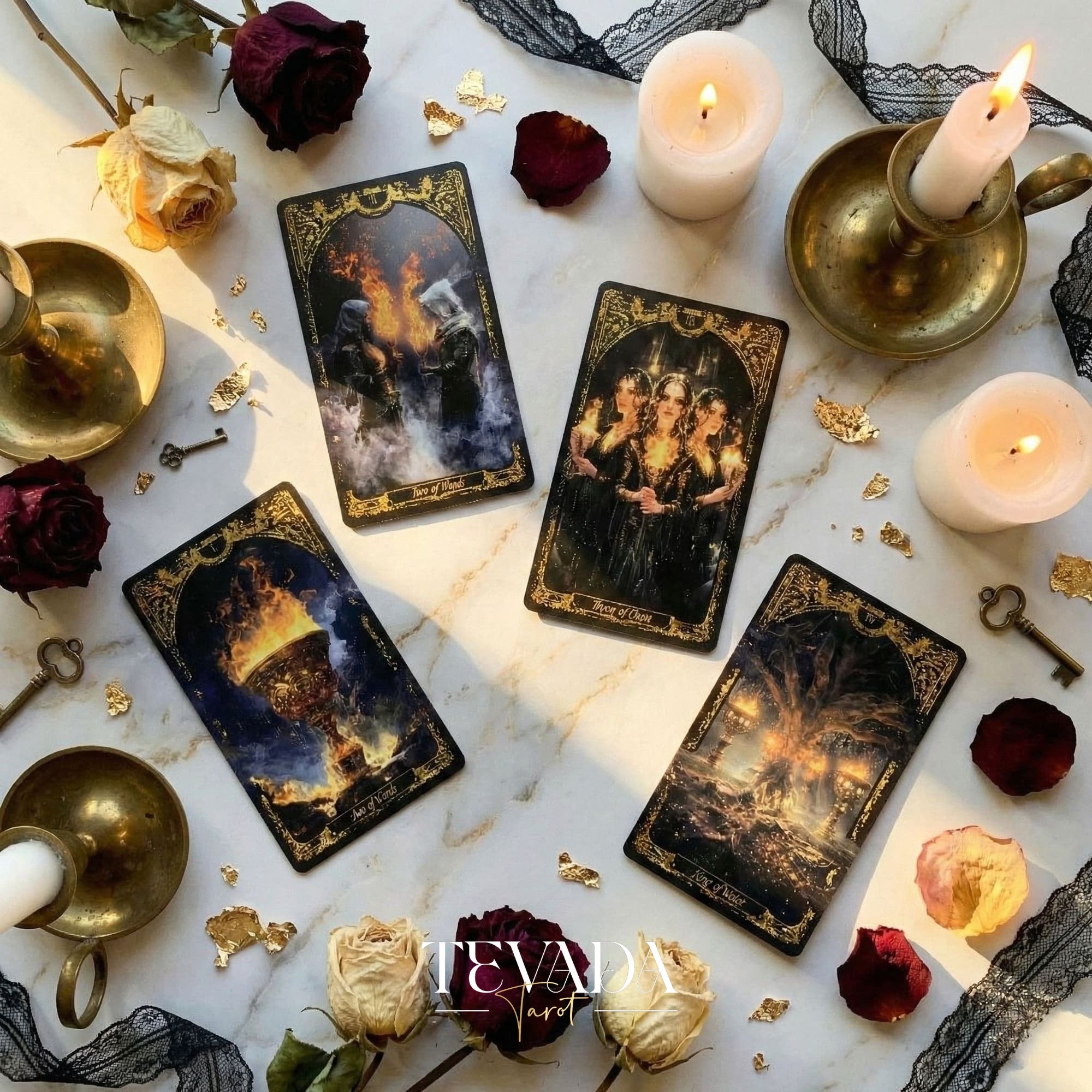 Abyss Tarot Deck 2026 Edition gothic luxury Indie Tarot Cards with gold foil edges for shadow work.