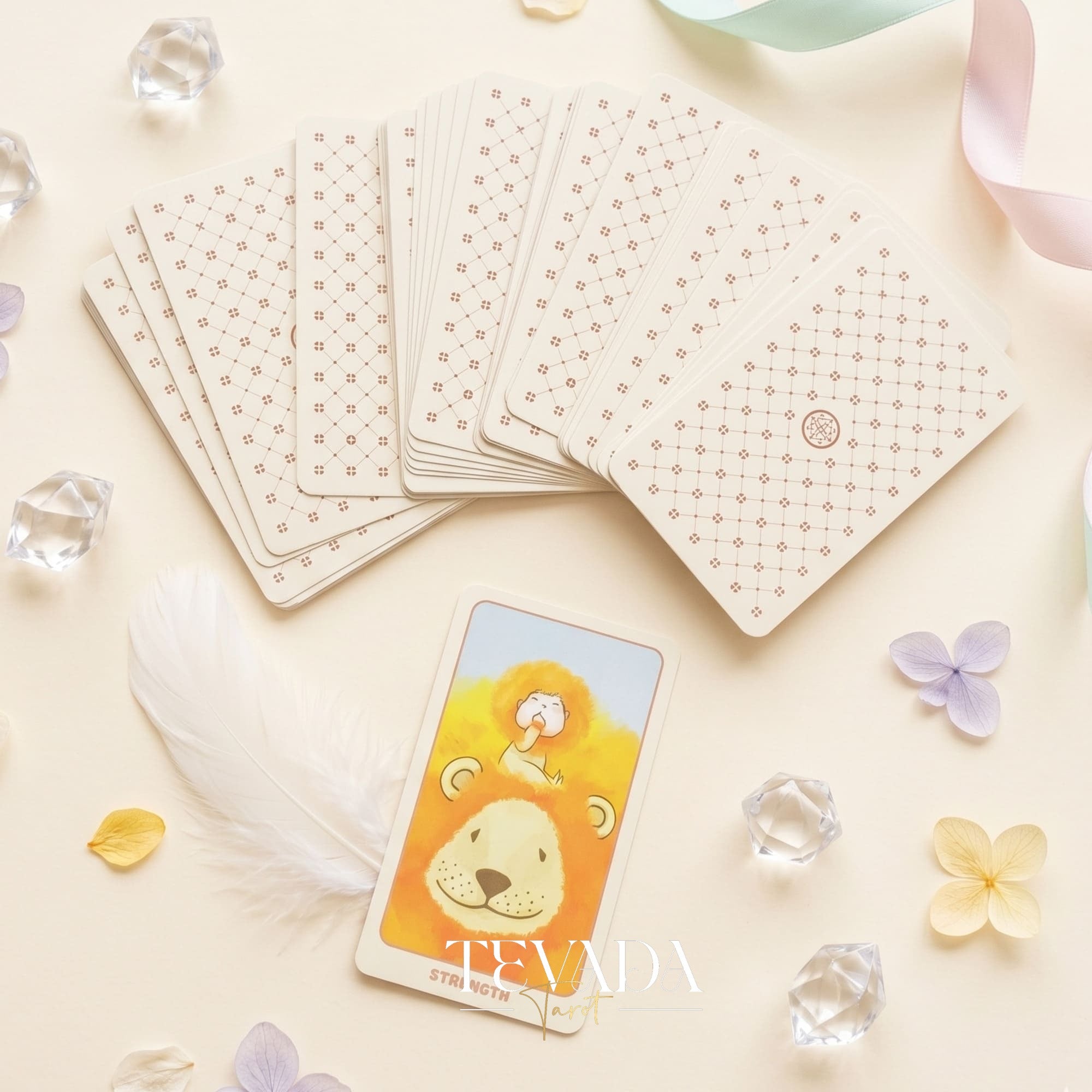 Ari Baby Tarot Deck whimsical pink cartoon indie tarot deck with foil pink edges for gentle inner child healing.