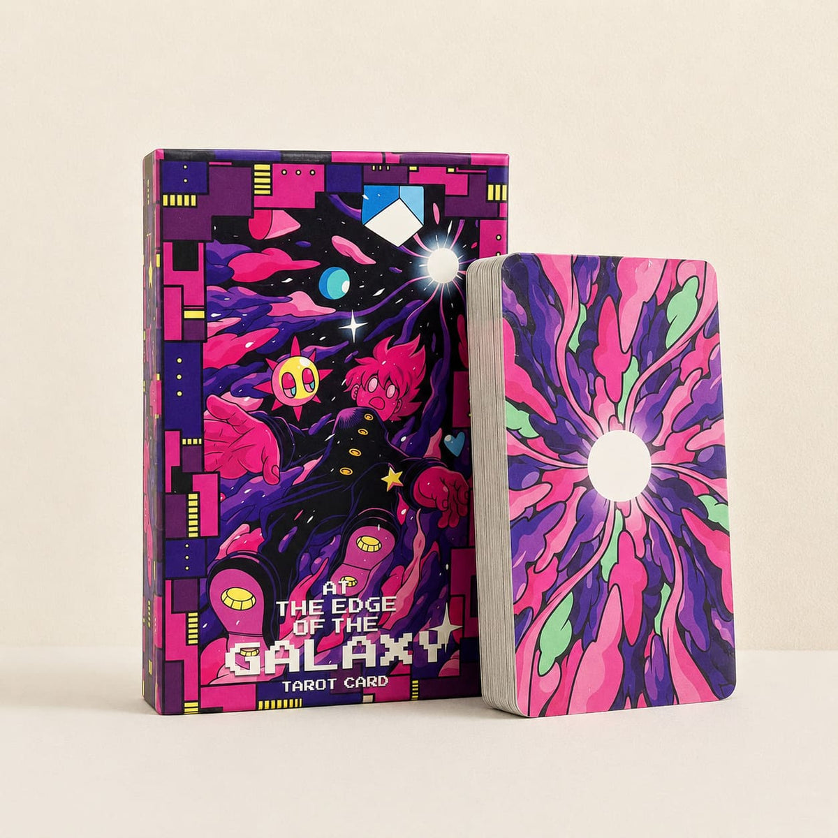 At the Edge of the Galaxy Tarot hand-drawn cyberpunk deck for reflection and personal growth