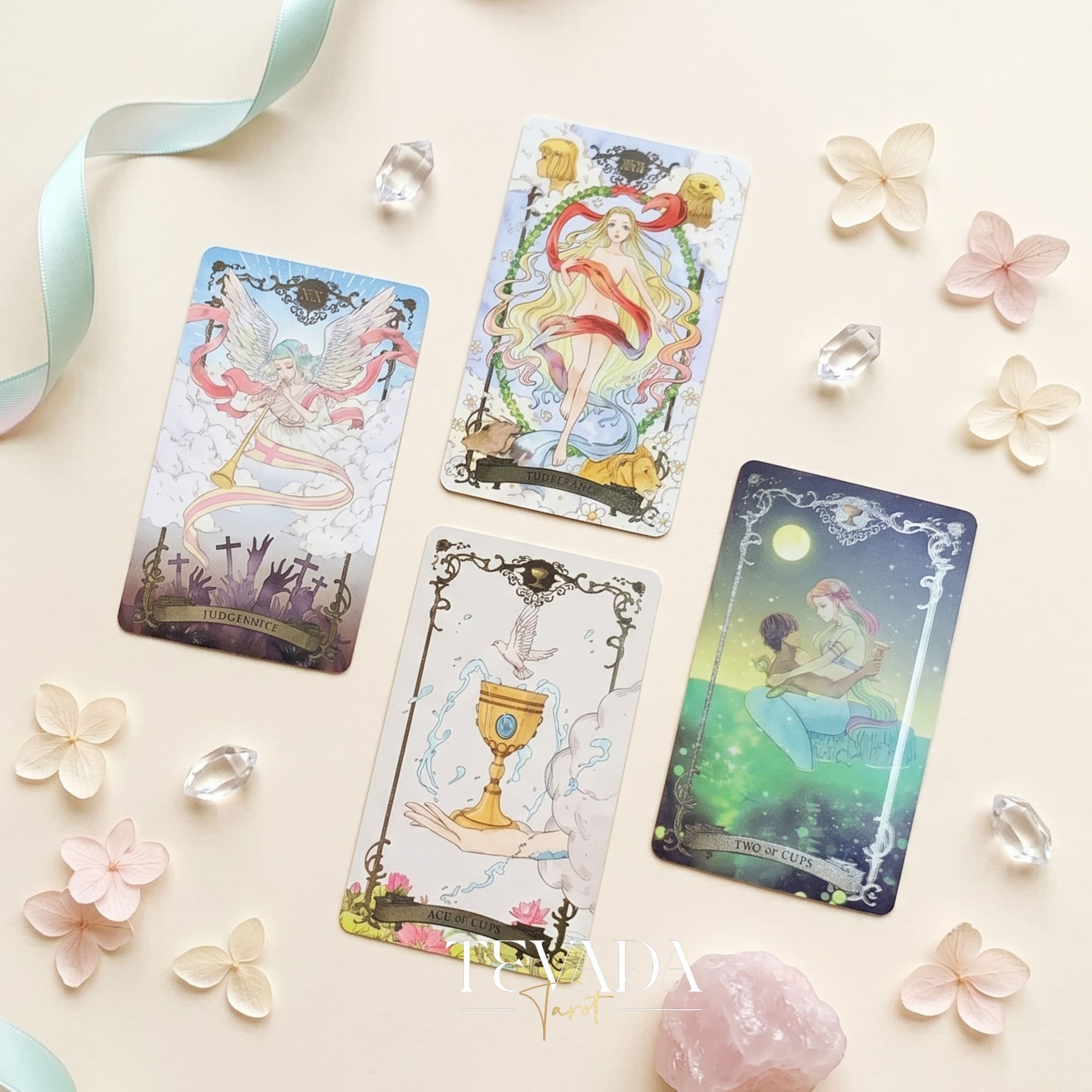 Avalon Revelation Tarot DELUXE Edition Japanese anime indie tarot deck for inner child healing.