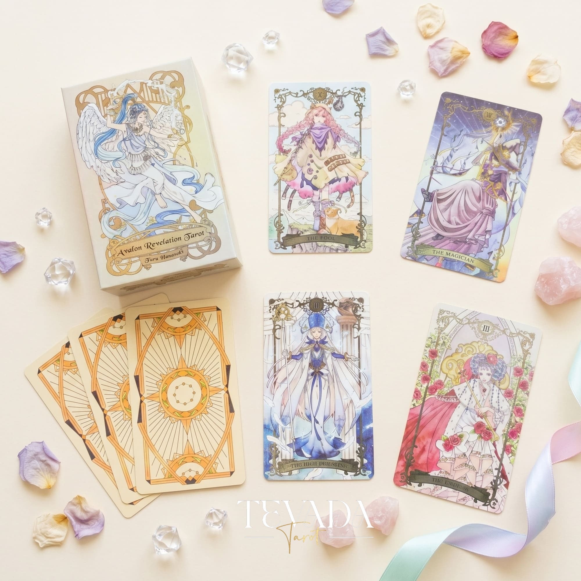 Avalon Revelation Tarot DELUXE Edition Japanese anime indie tarot deck for inner child healing.