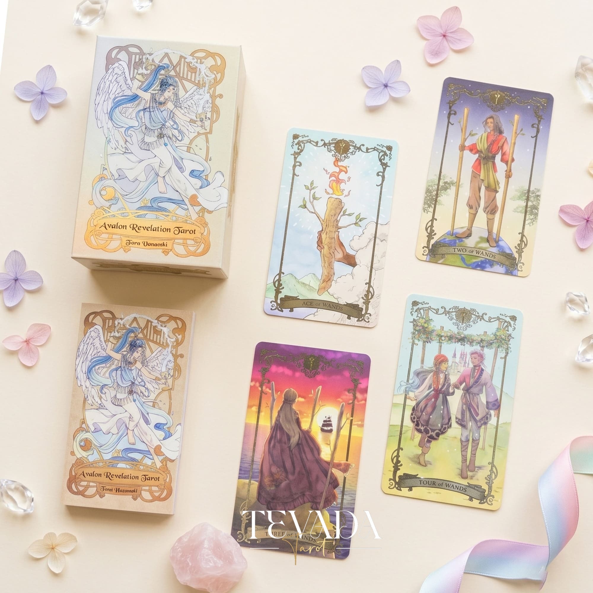 Avalon Revelation Tarot DELUXE Edition Japanese anime indie tarot deck for inner child healing.