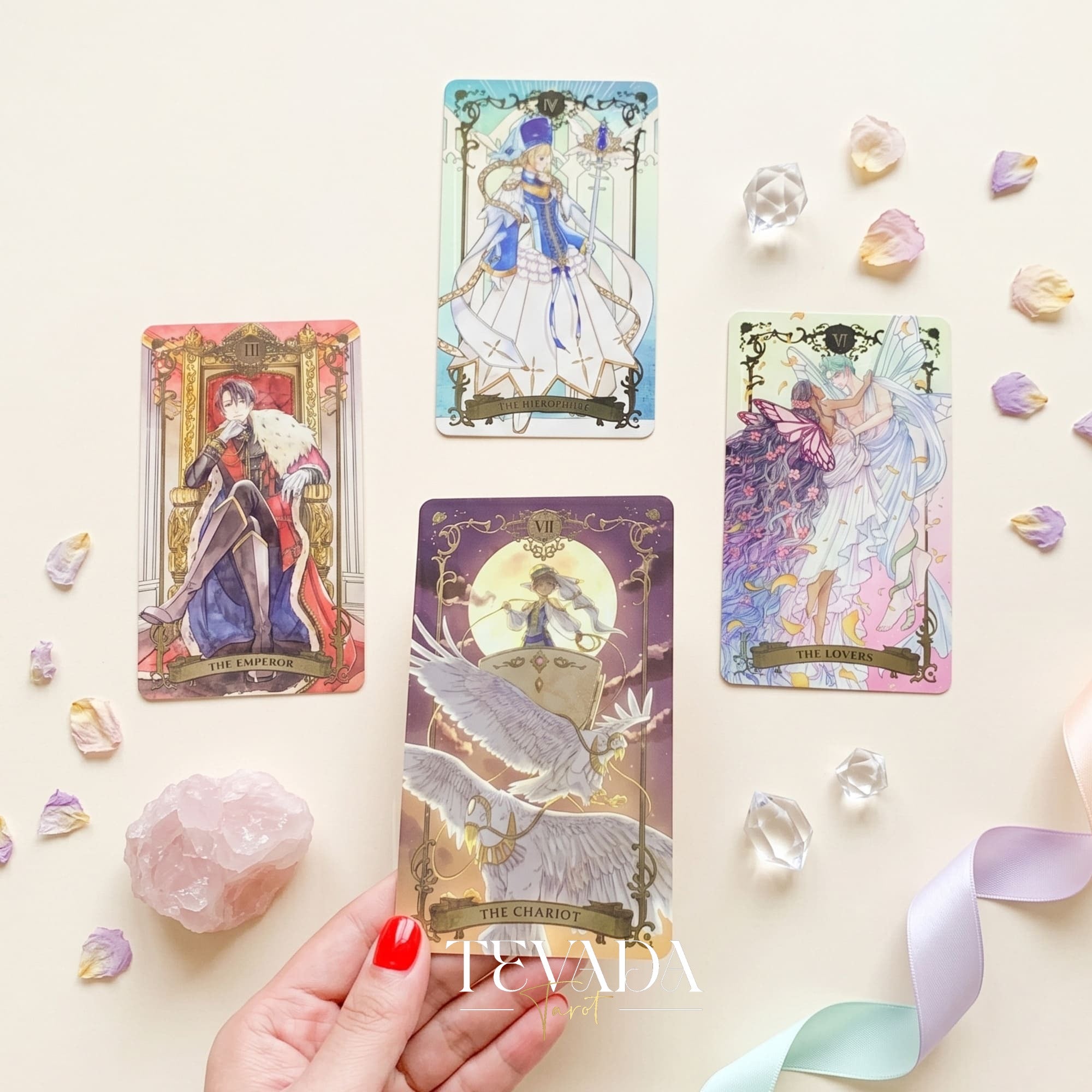 Avalon Revelation Tarot DELUXE Edition Japanese anime indie tarot deck for inner child healing.
