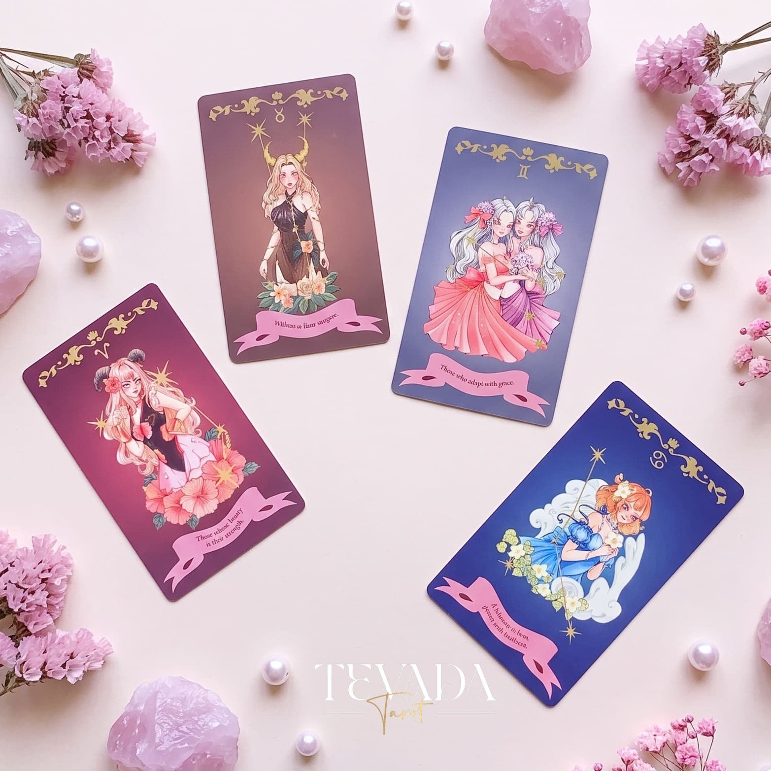 Beaming Booming Tarot & Oracle Deck featuring cute hand-drawn art for healing and intuitive guidance.
