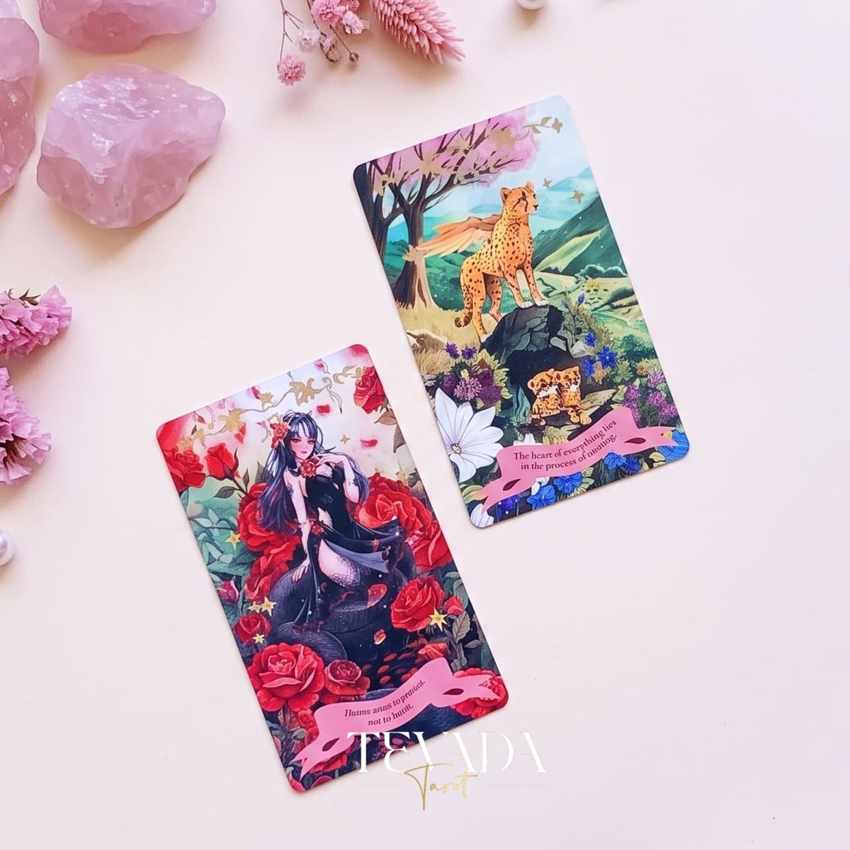 Beaming Booming Tarot & Oracle Deck featuring cute hand-drawn art for healing and intuitive guidance.