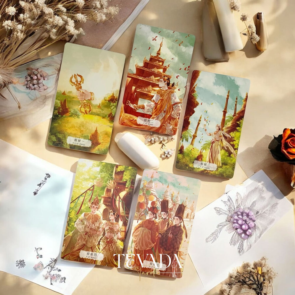 Tarot de ilusión de Chang An Cartas de tarot independientes de estilo chino histórico DELUXE para reflexión cultural y adivinación.