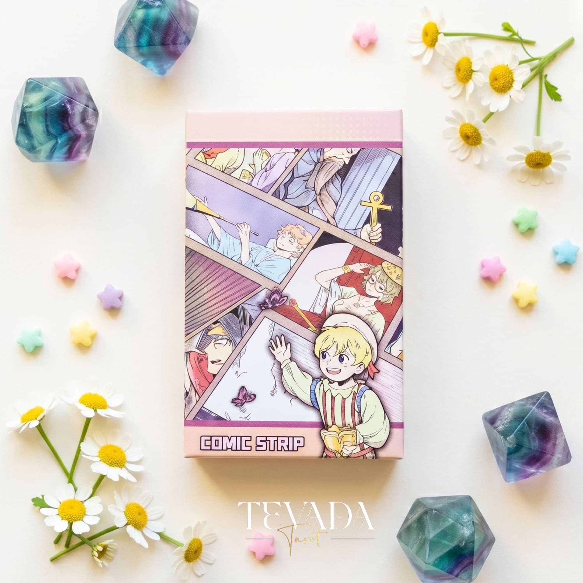 Comic Strip Tarot COLOR Edition whimsical manga style indie tarot deck for inner child healing and gentle reflection.