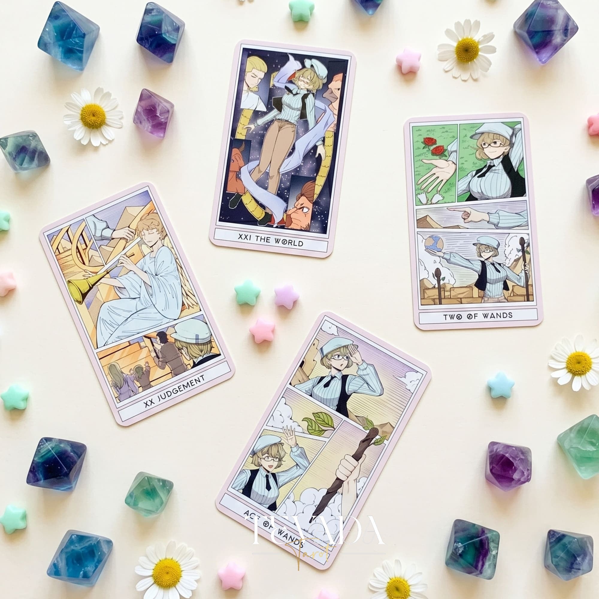 Comic Strip Tarot COLOR Edition whimsical manga style indie tarot deck for inner child healing and gentle reflection.