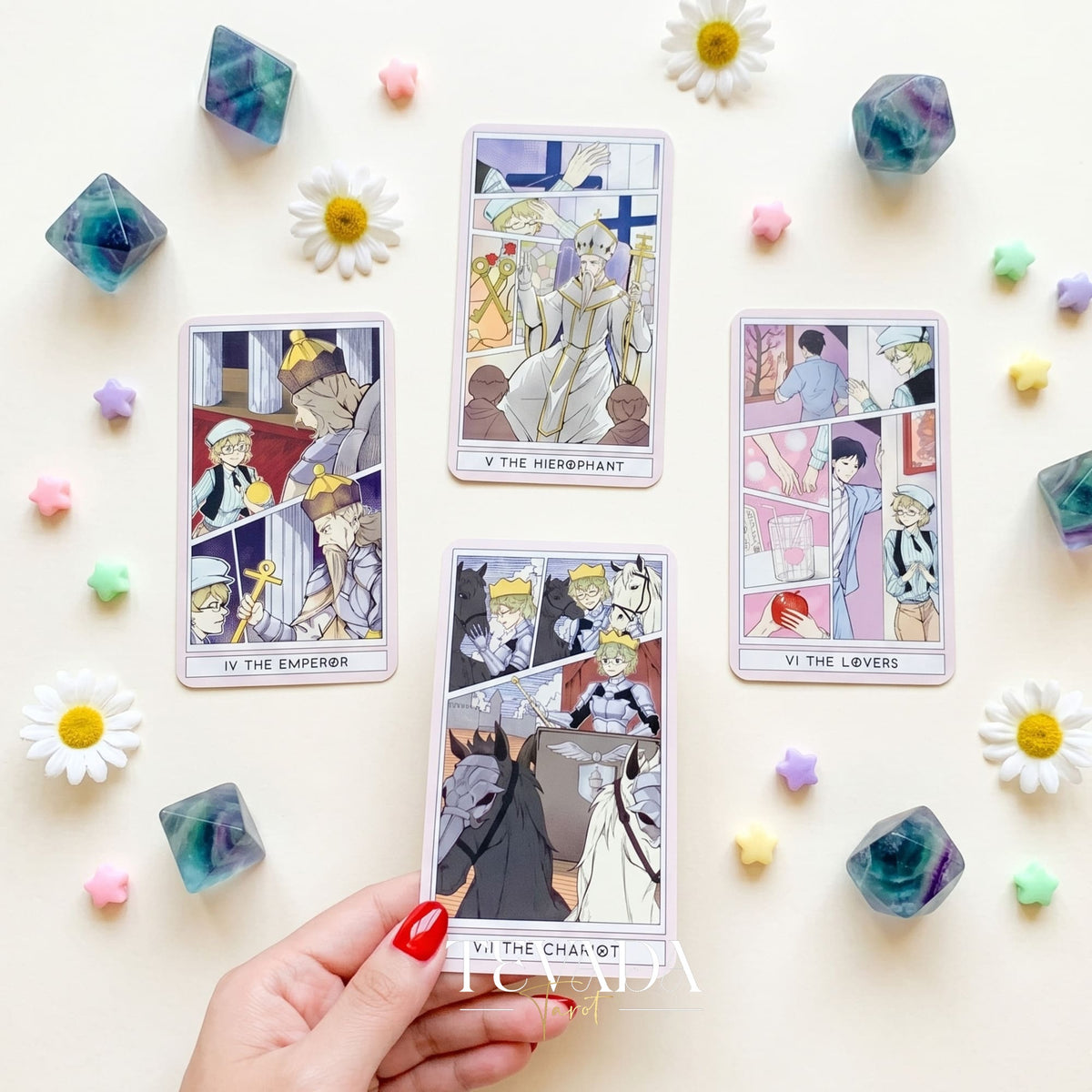 Comic Strip Tarot COLOR Edition whimsical manga style indie tarot deck for inner child healing and gentle reflection.