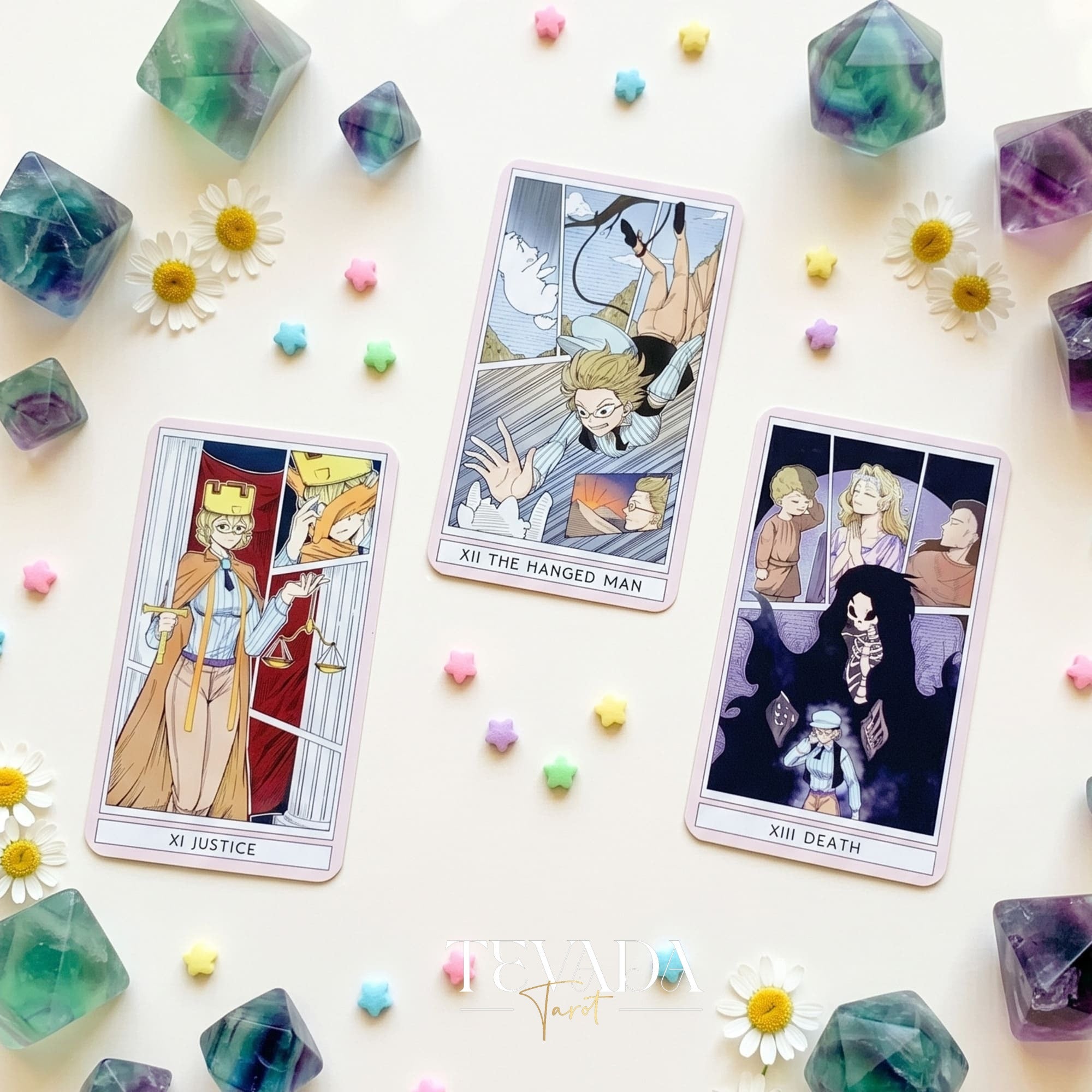 Comic Strip Tarot COLOR Edition whimsical manga style indie tarot deck for inner child healing and gentle reflection.